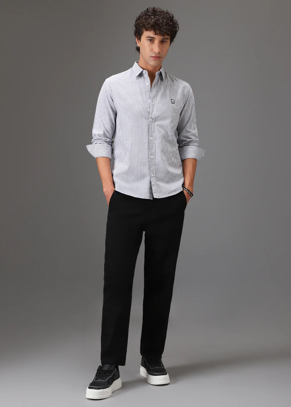 Black Pin Stripe Shirt - Image 5