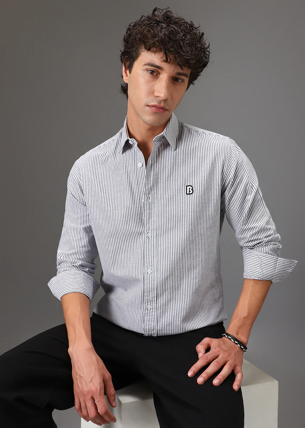 Black Pin Stripe Shirt - Image 7