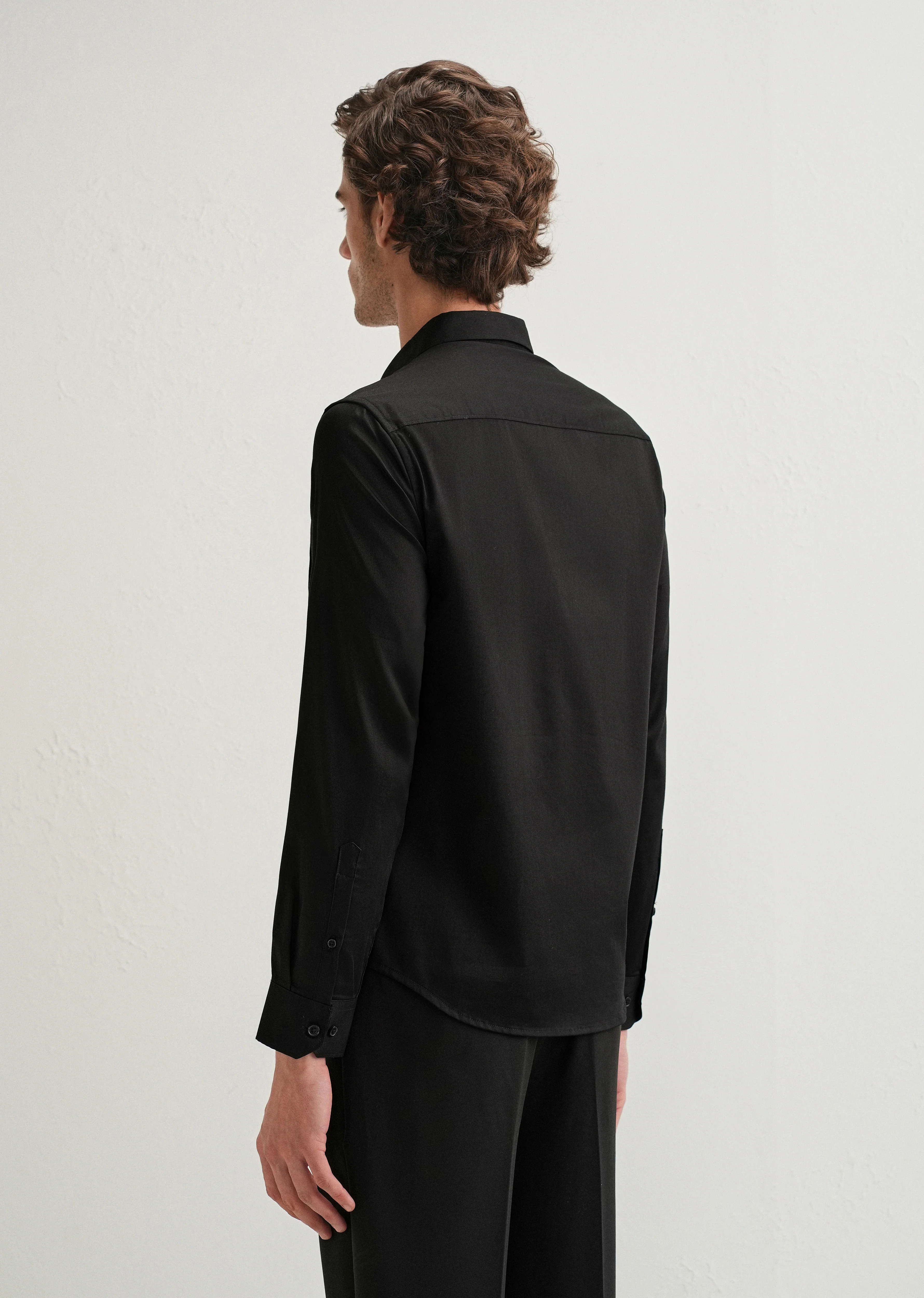 Black Pintuck Pleat Designer Shirt - Image 2
