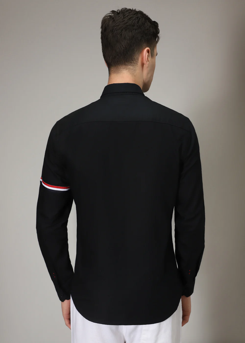 Black Plain Dolphin Oxford Shirt - Image 4