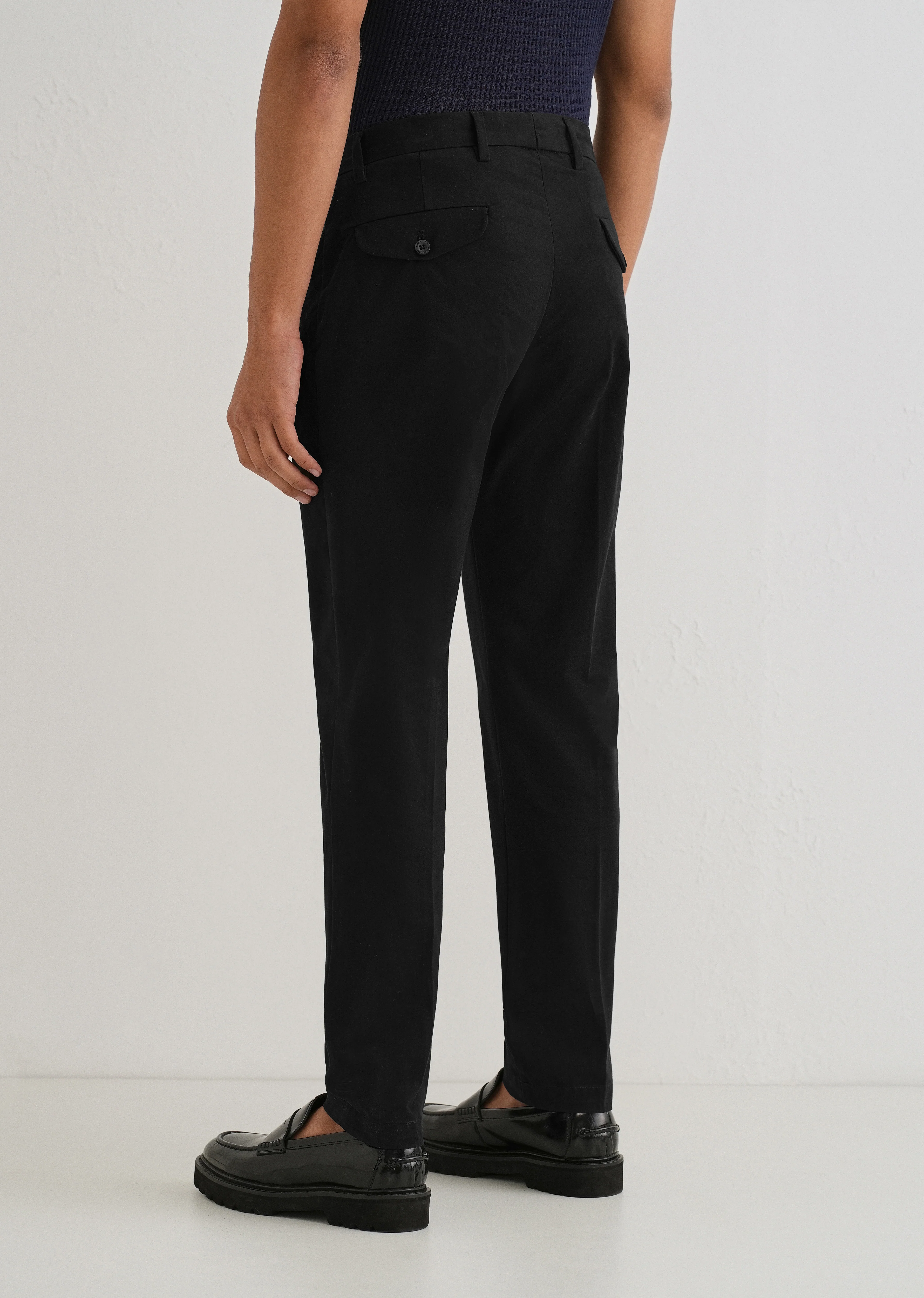 Black Plain Pleated Chinos - Image 2