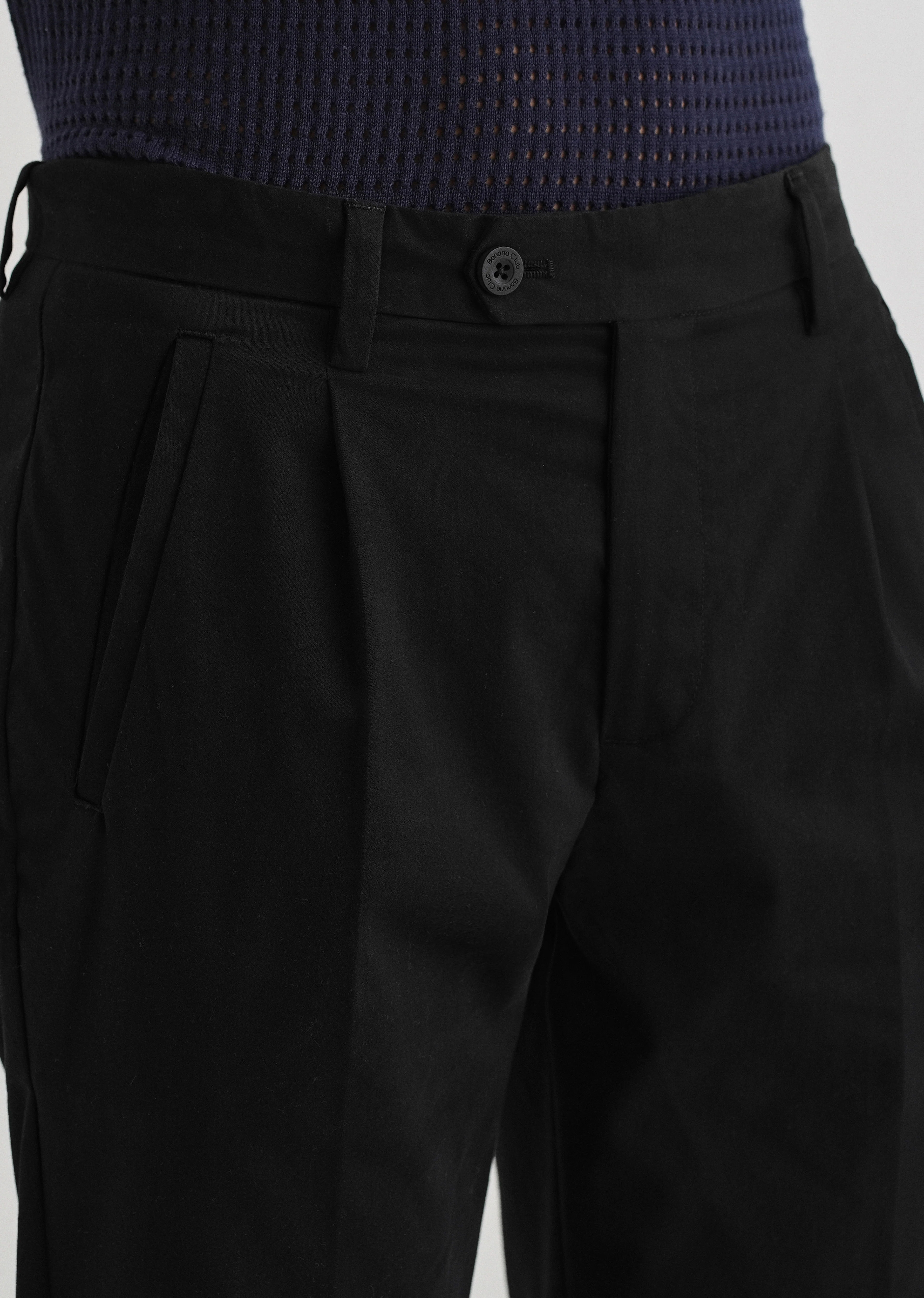 Black Plain Pleated Chinos - Image 5