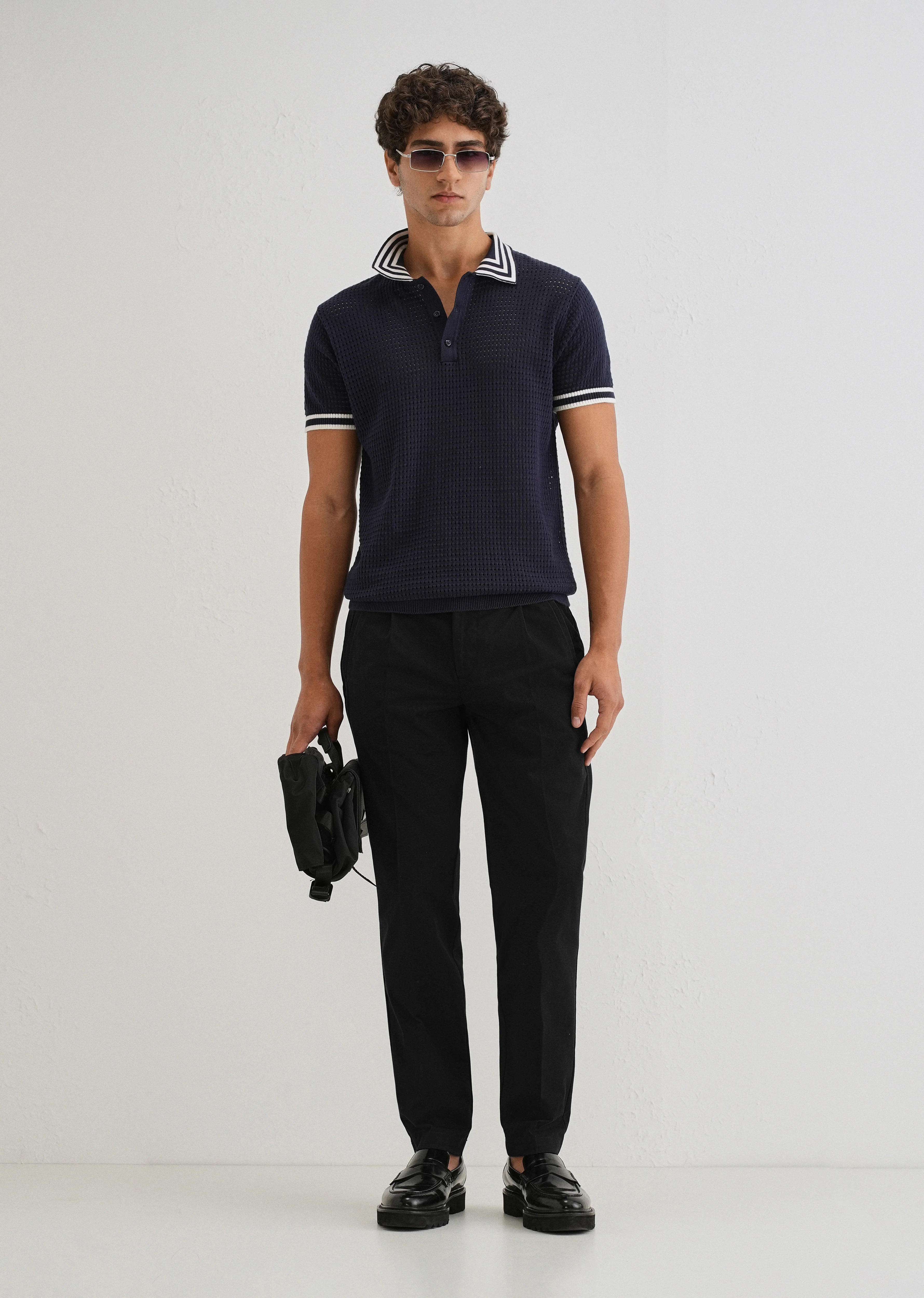 Black Plain Pleated Chinos - Image 6