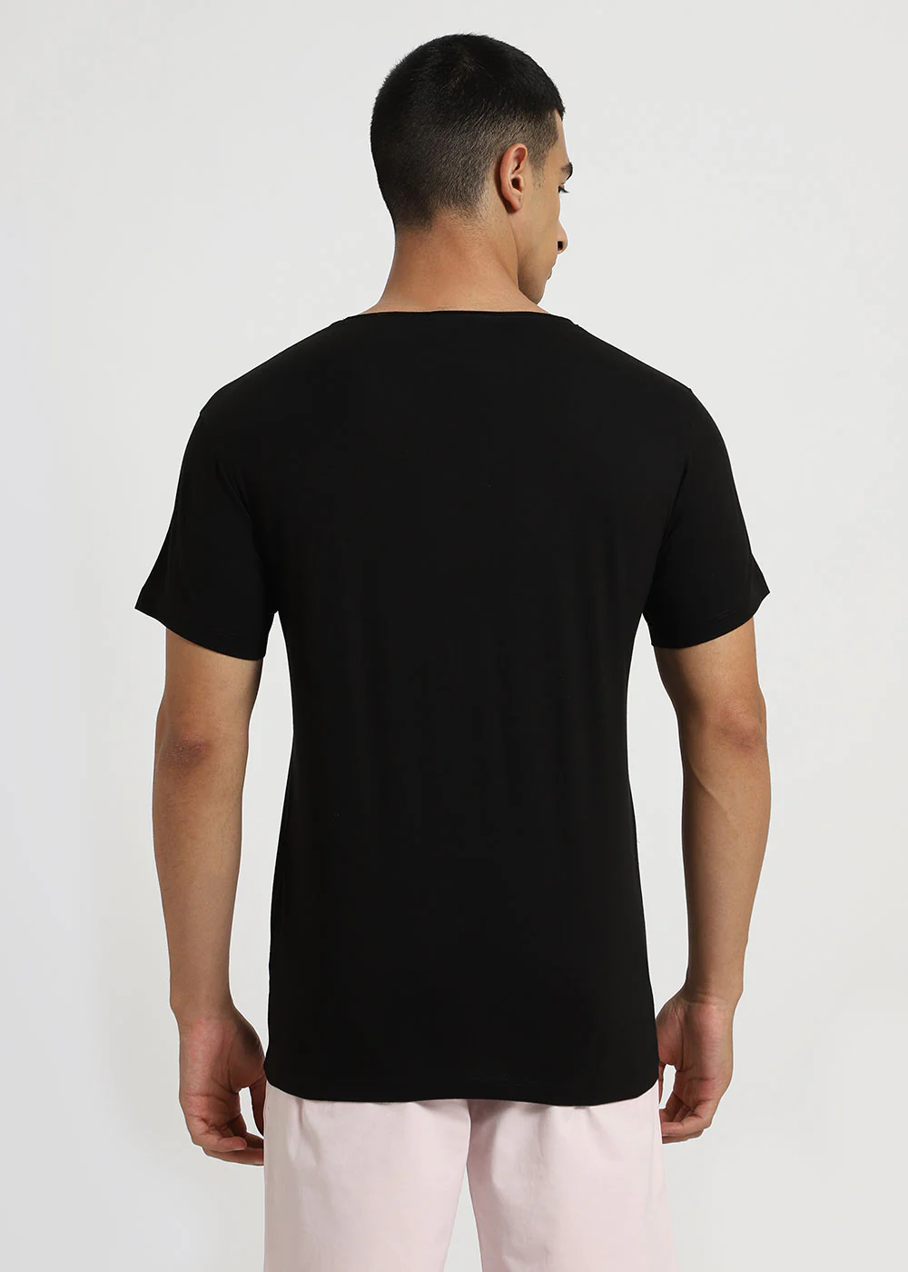 Black Plain Round Neck T-shirt - Image 6