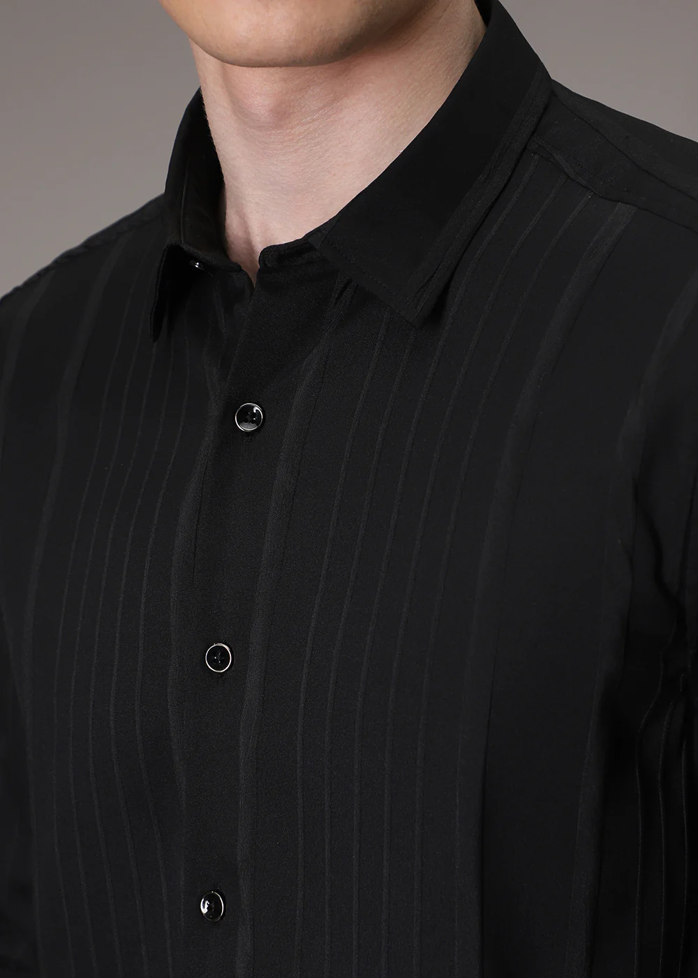 Black Pleat Designer Shirt - Image 2