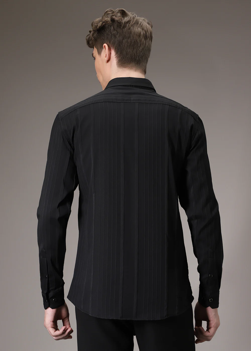 Black Pleat Designer Shirt - Image 4