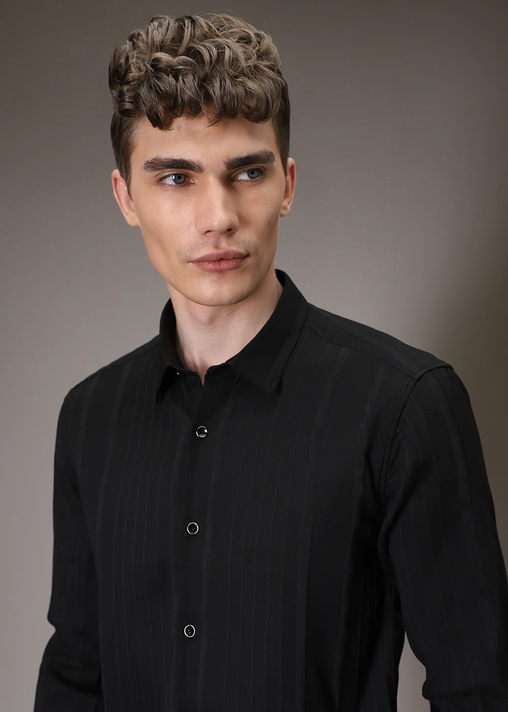 Black Pleat Designer Shirt - Image 7