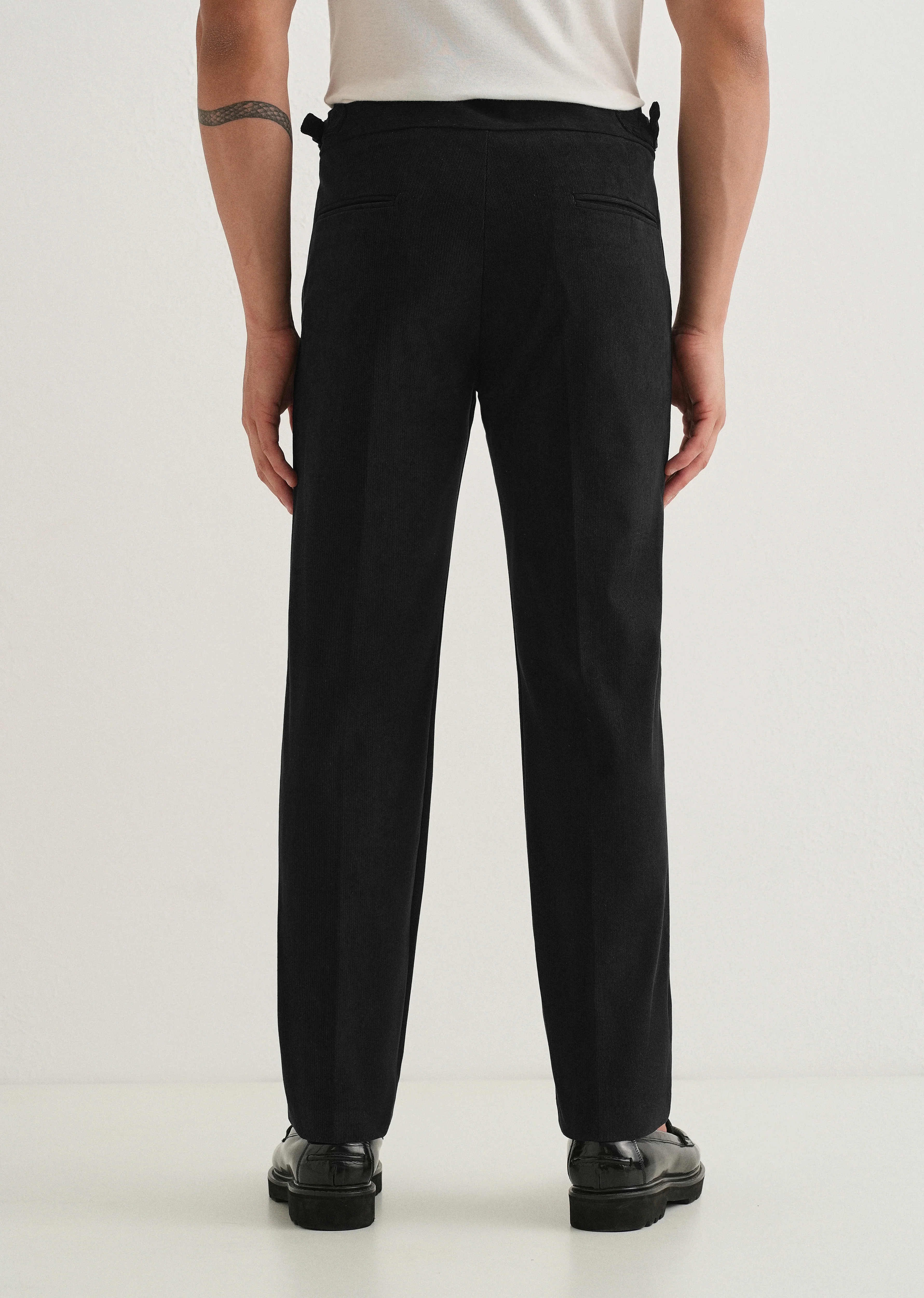 Black Pleated Corduroy Gurkha Pant - Image 3