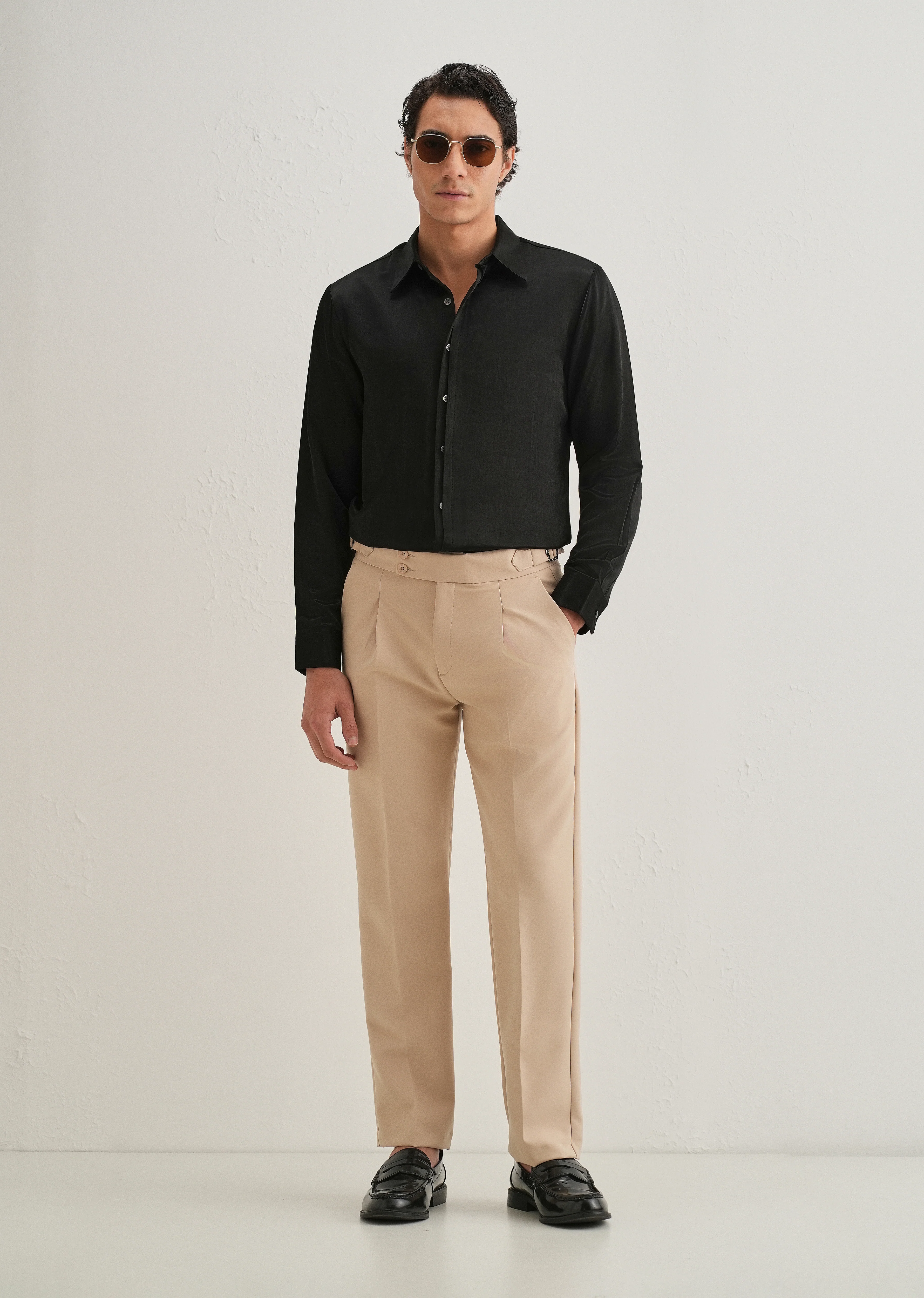 Black Premium Leather-Look Satin Finish Shirt - Image 6