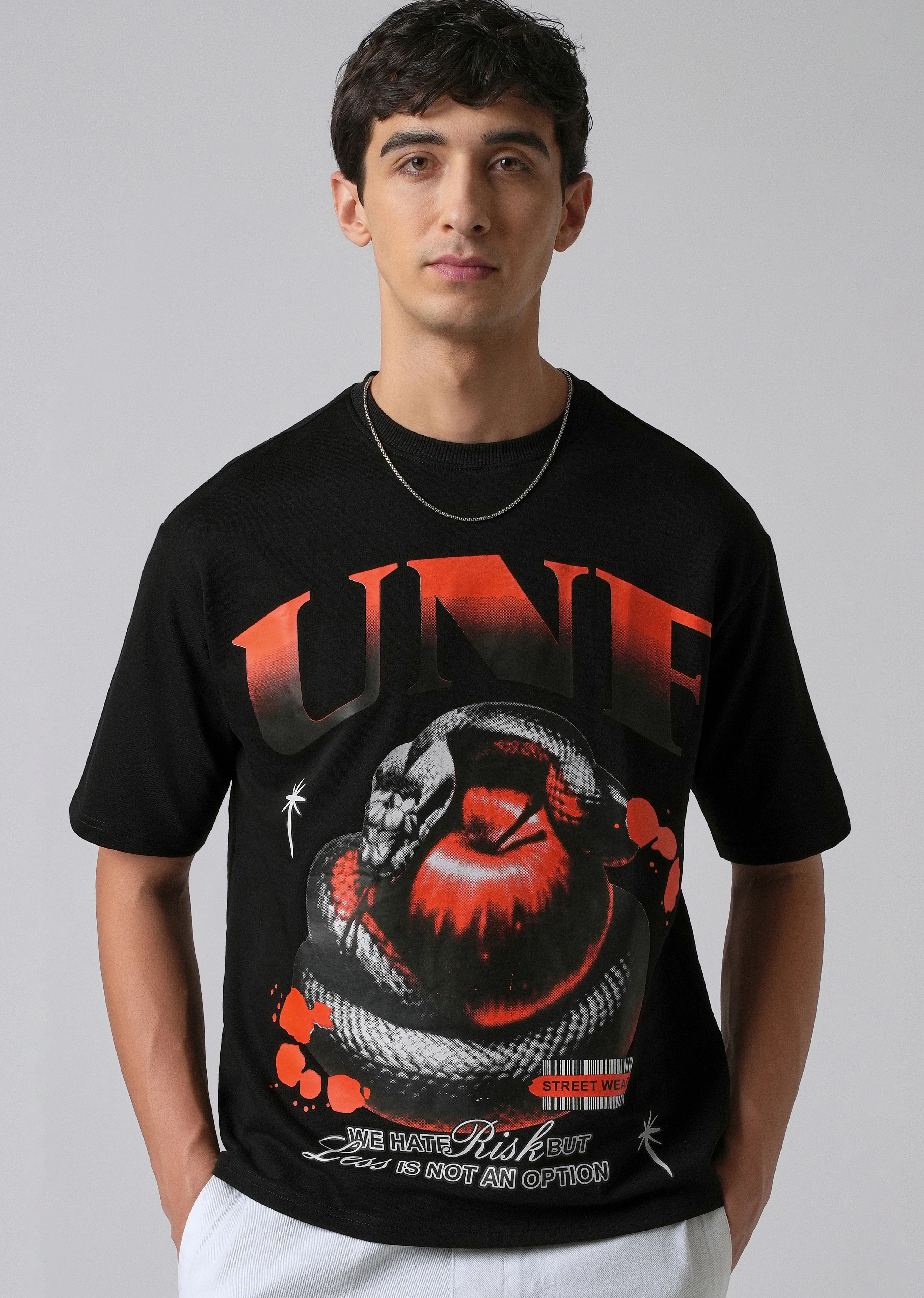 Black Print Relaxed Fit T- shirt - Image 7