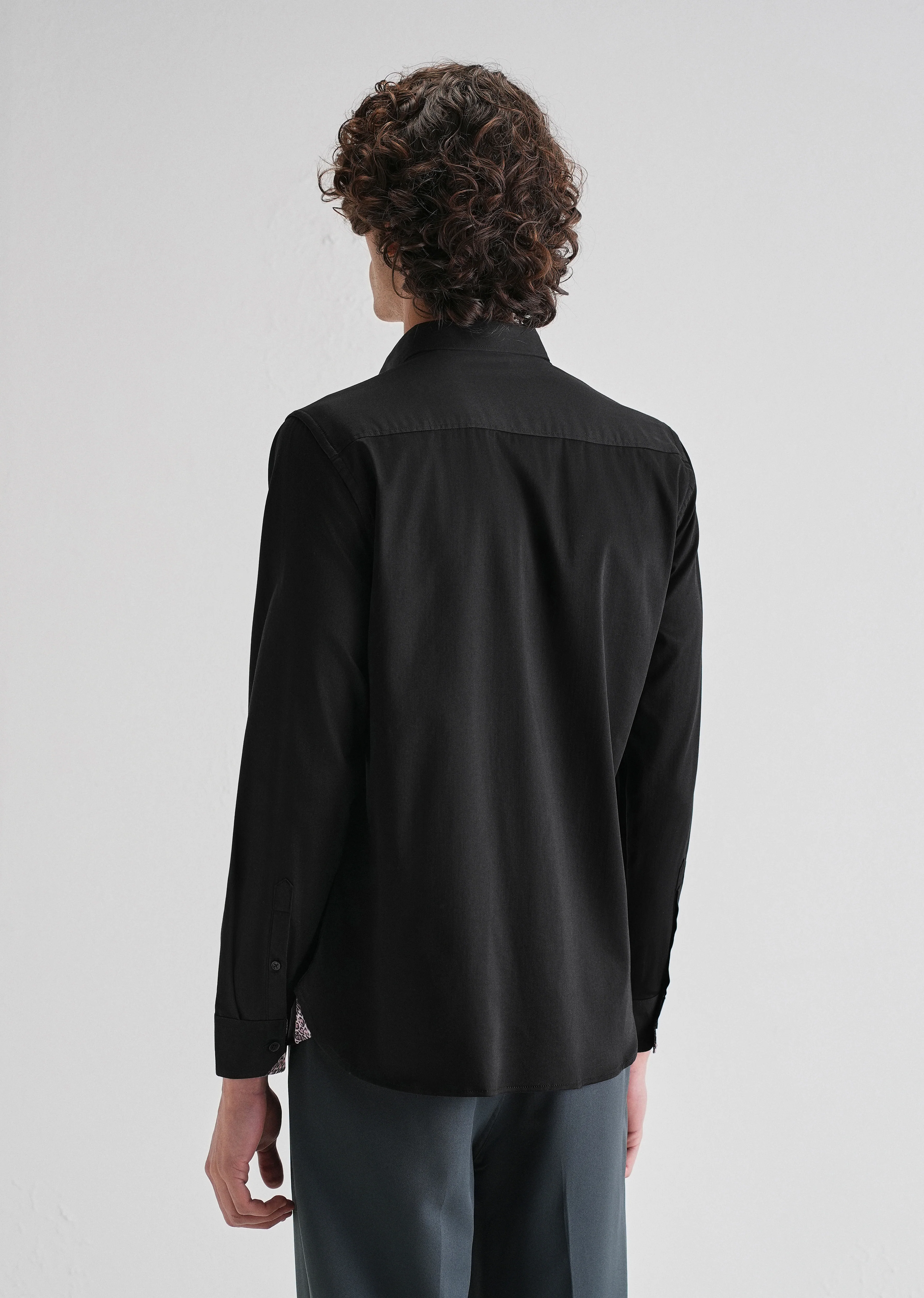Black Printed Cuff Shirt - Image 2