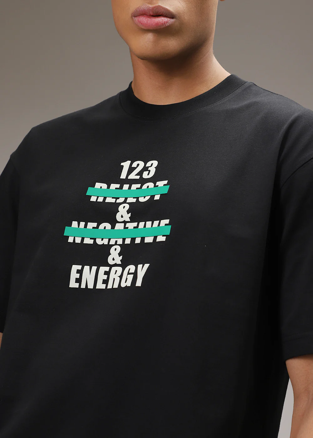 Black Printed Oversized T-shirt - Image 2
