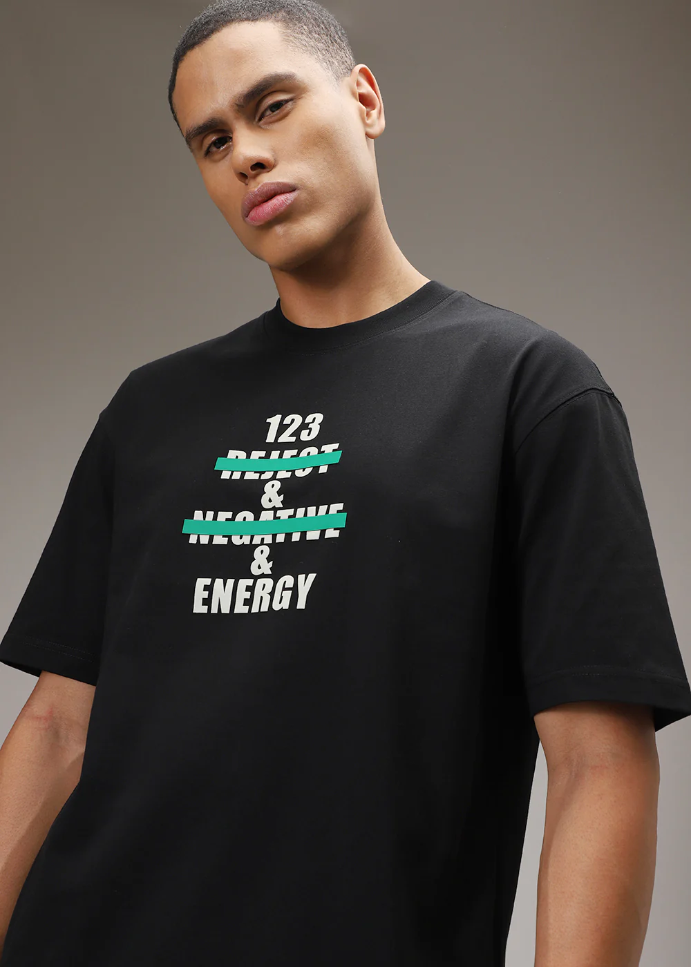 Black Printed Oversized T-shirt - Image 3