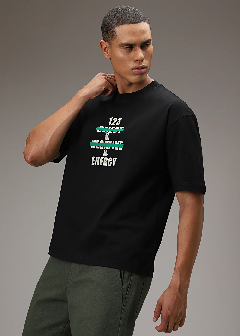 Black Printed Oversized T-shirt - Image 7