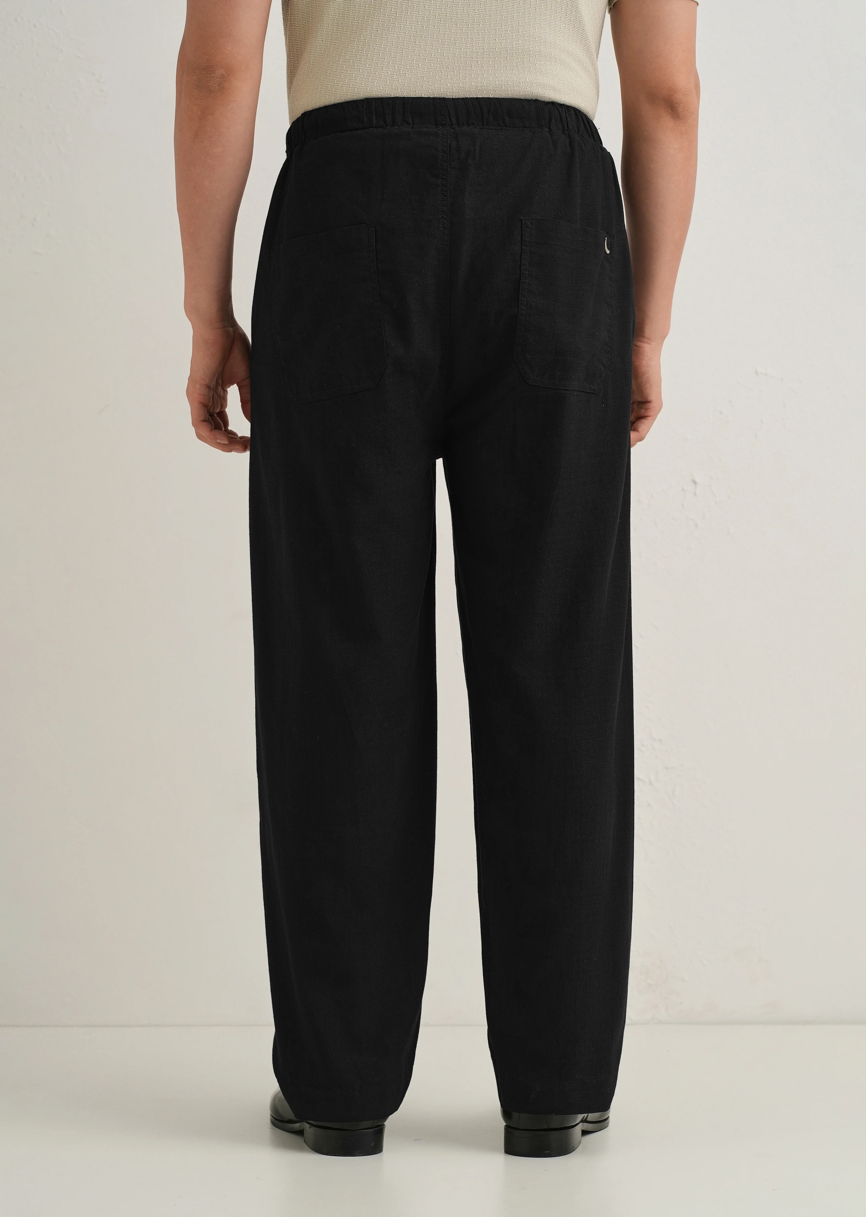 Black Relaxed Fit Cotton Trouser - Image 3