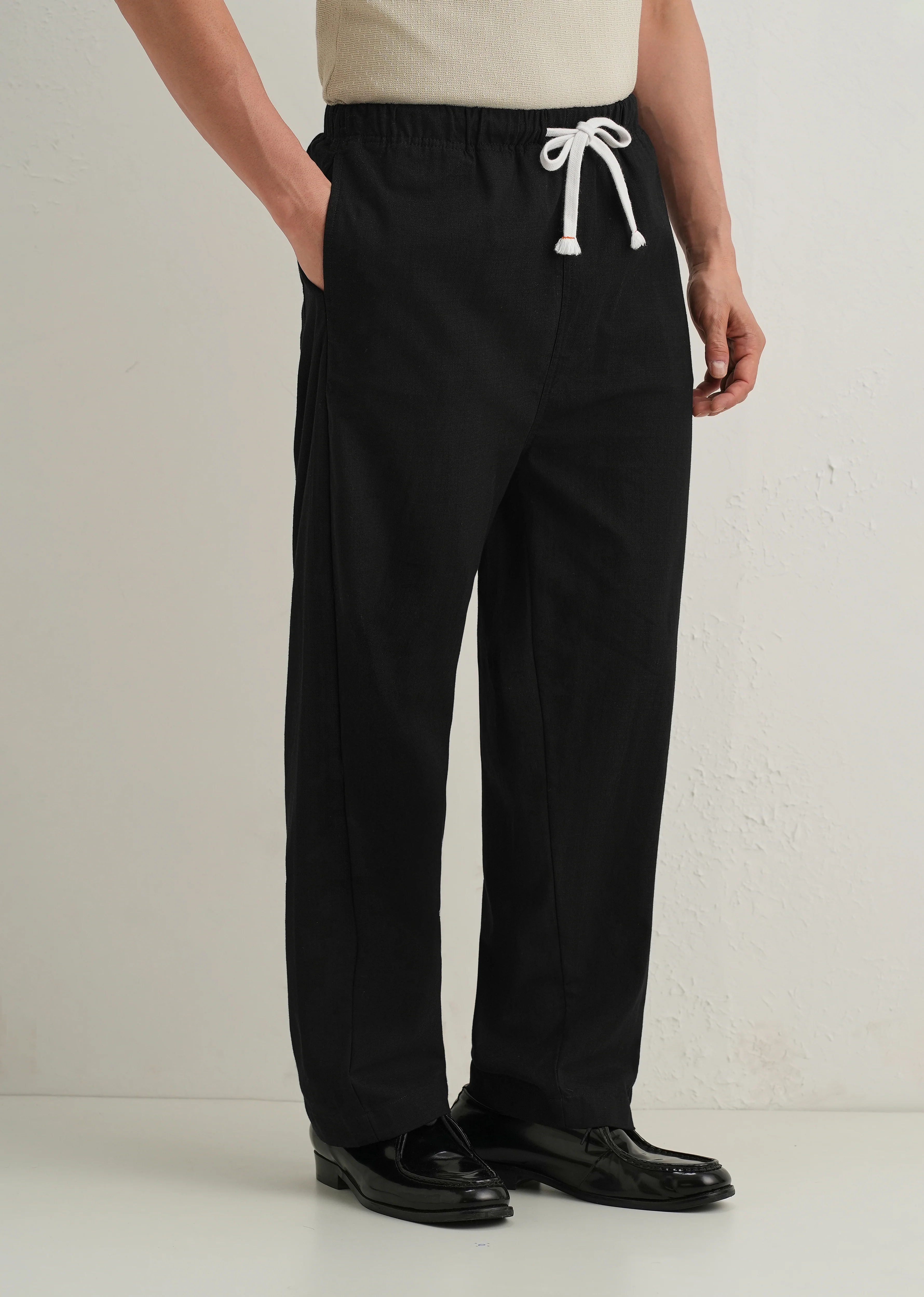 Black Relaxed Fit Cotton Trouser - Image 5