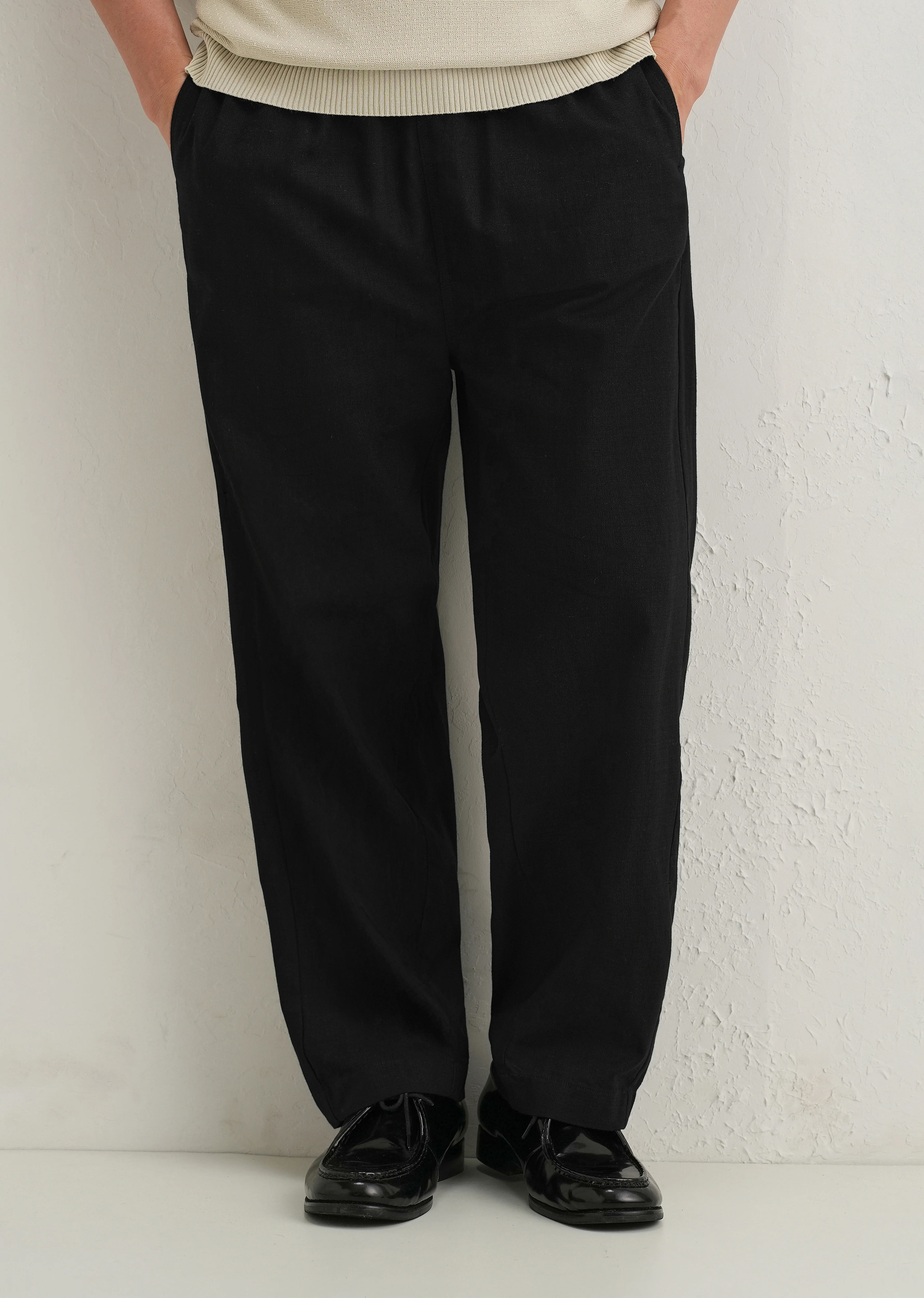 Black Relaxed Fit Cotton Trouser - Image 8