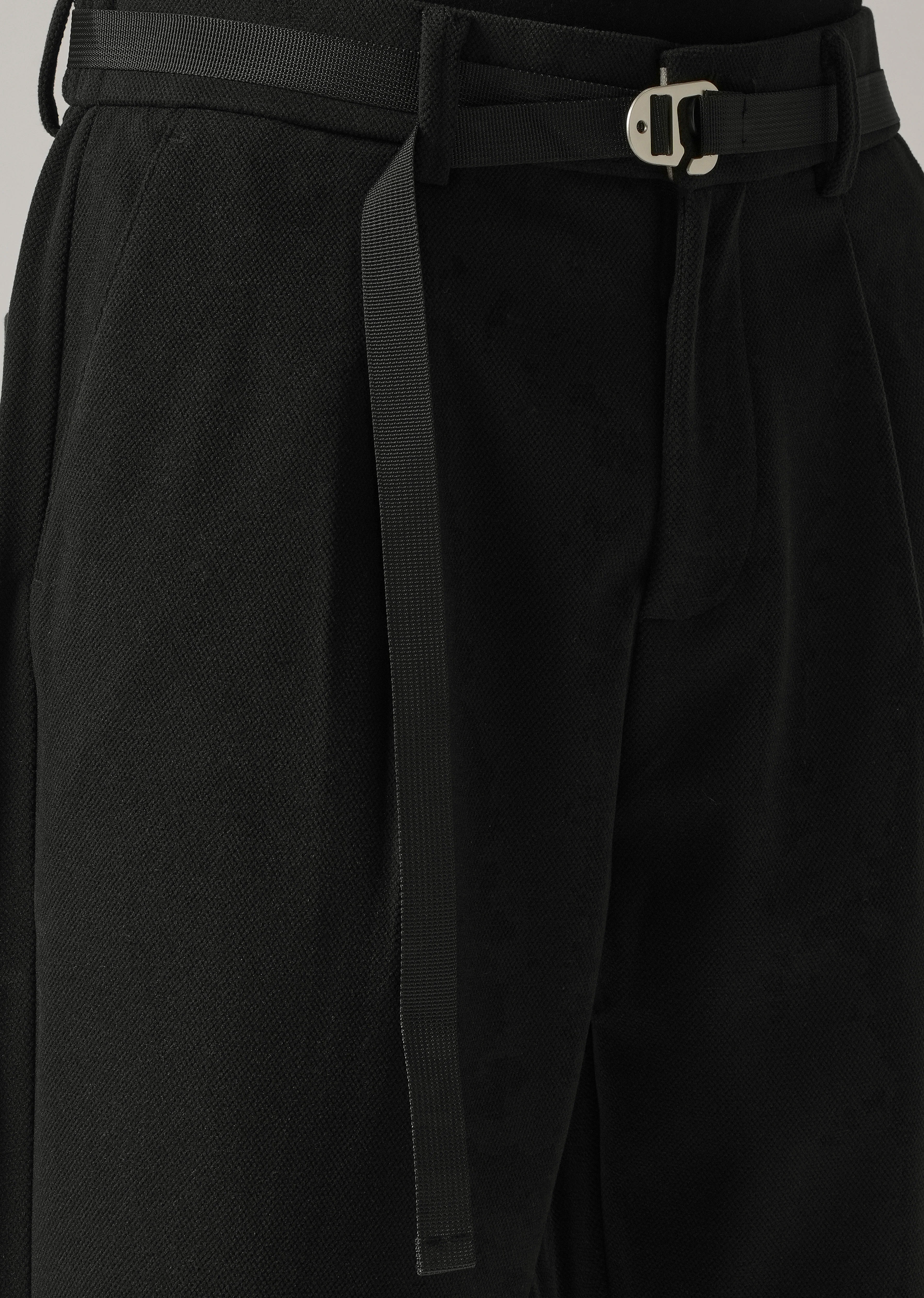 Black Relaxed Fit Textured Pleated Pant - Image 5