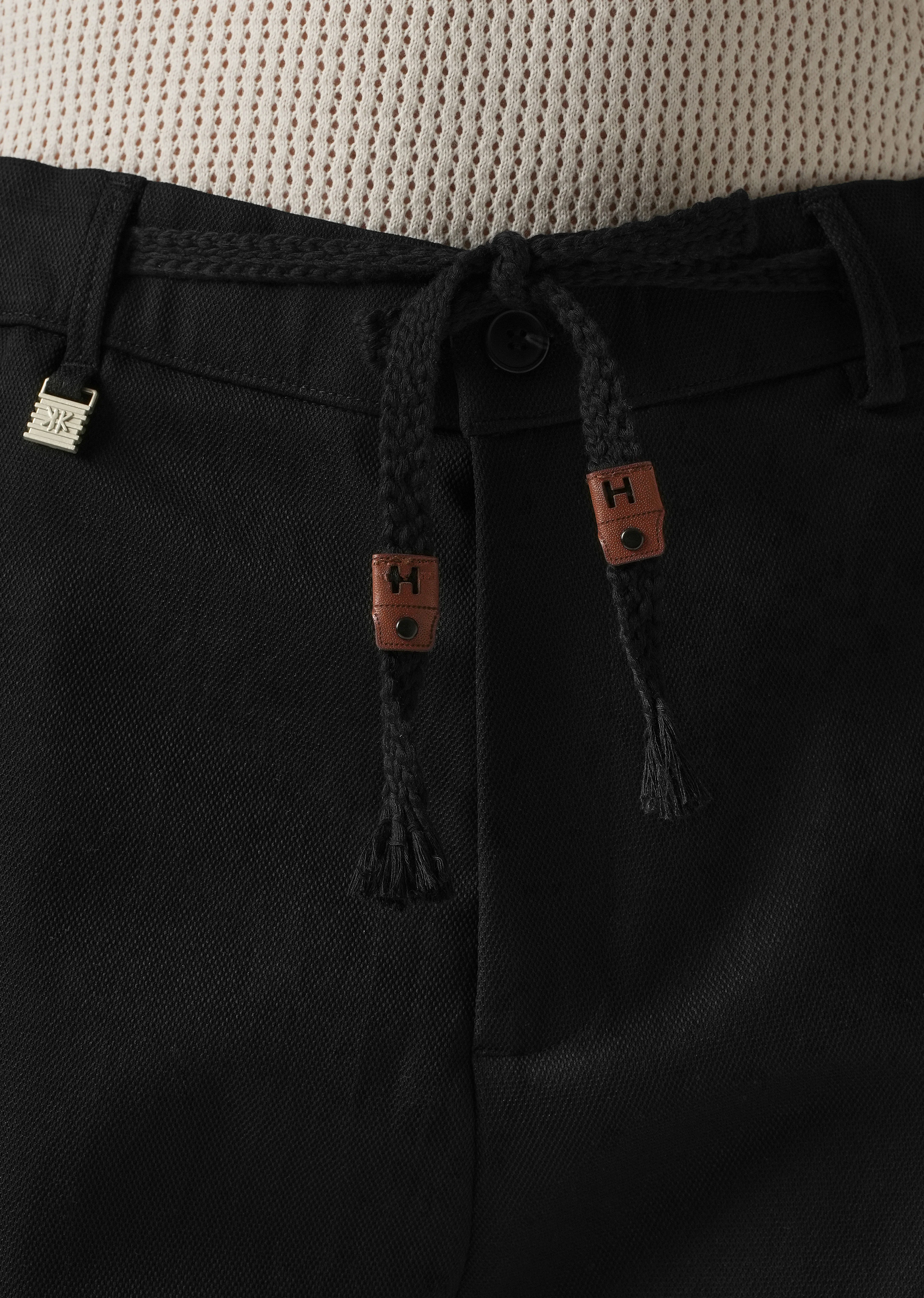Black Relaxed Fit Tie Waist Pant - Image 5