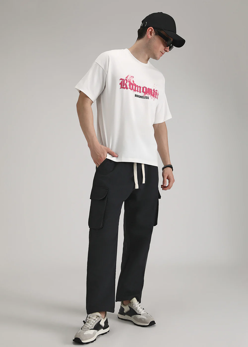 Black Relaxed Fit Cargo Pant - Image 7