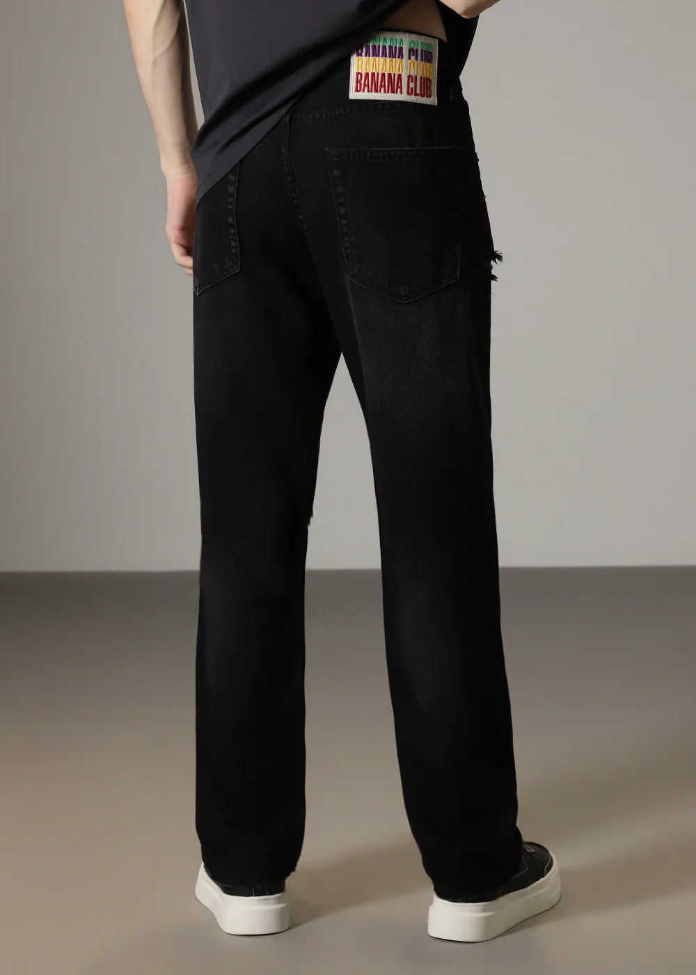 Black Ripped Straight Fit Jeans - Image 4