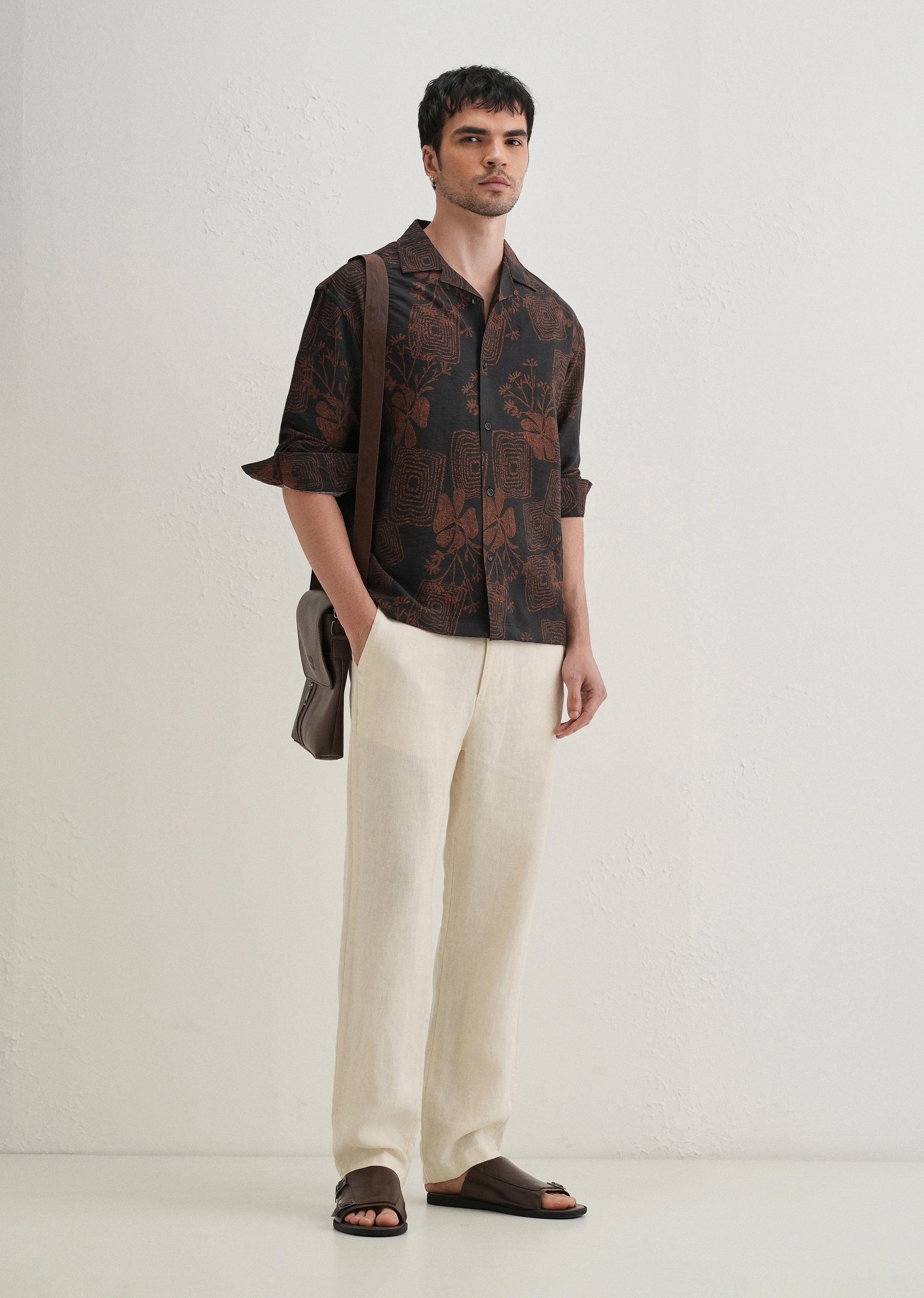 Black Rustic Square Motif Printed Shirt - Image 6