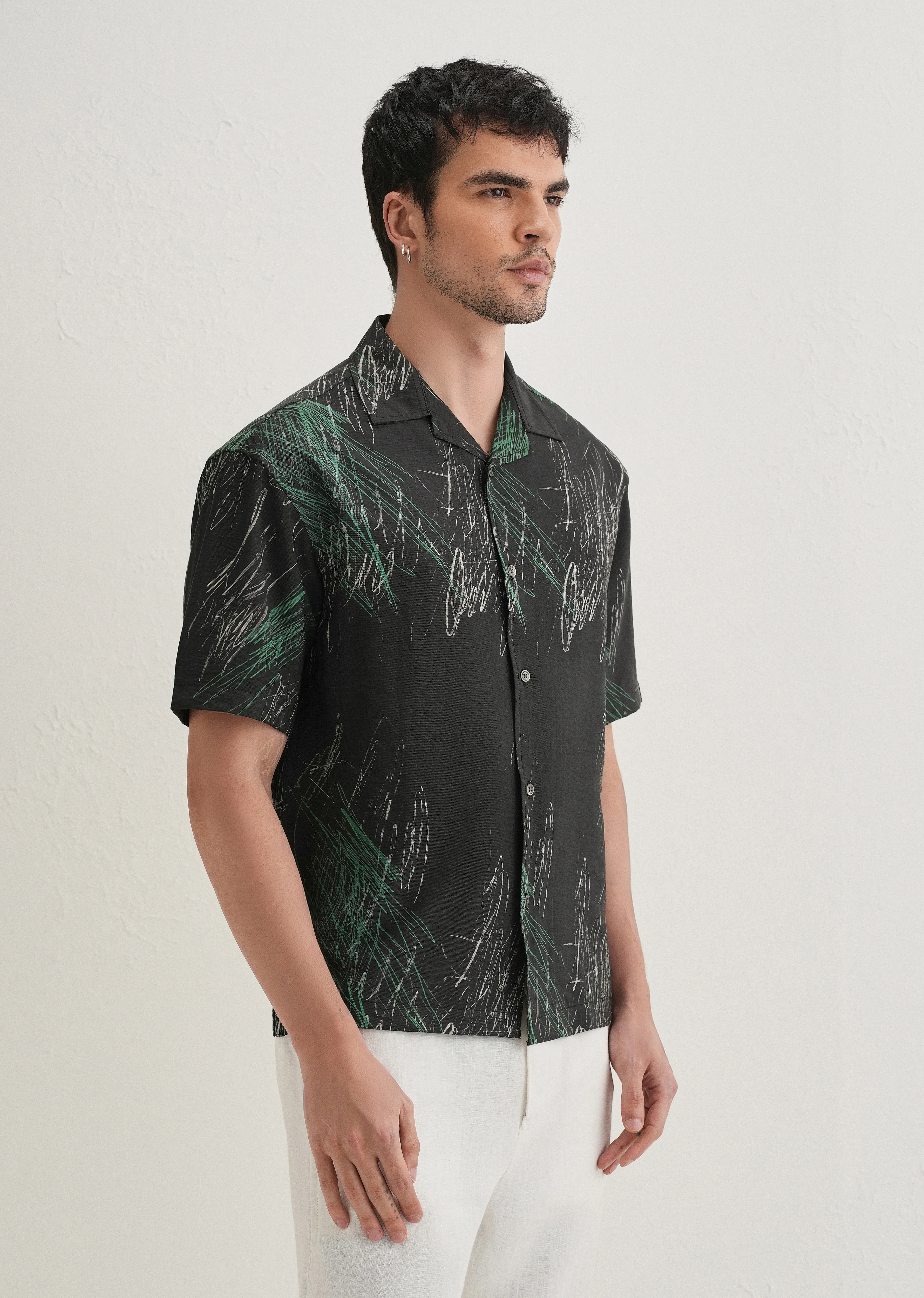 Black Scribble Printed Shirt - Image 4