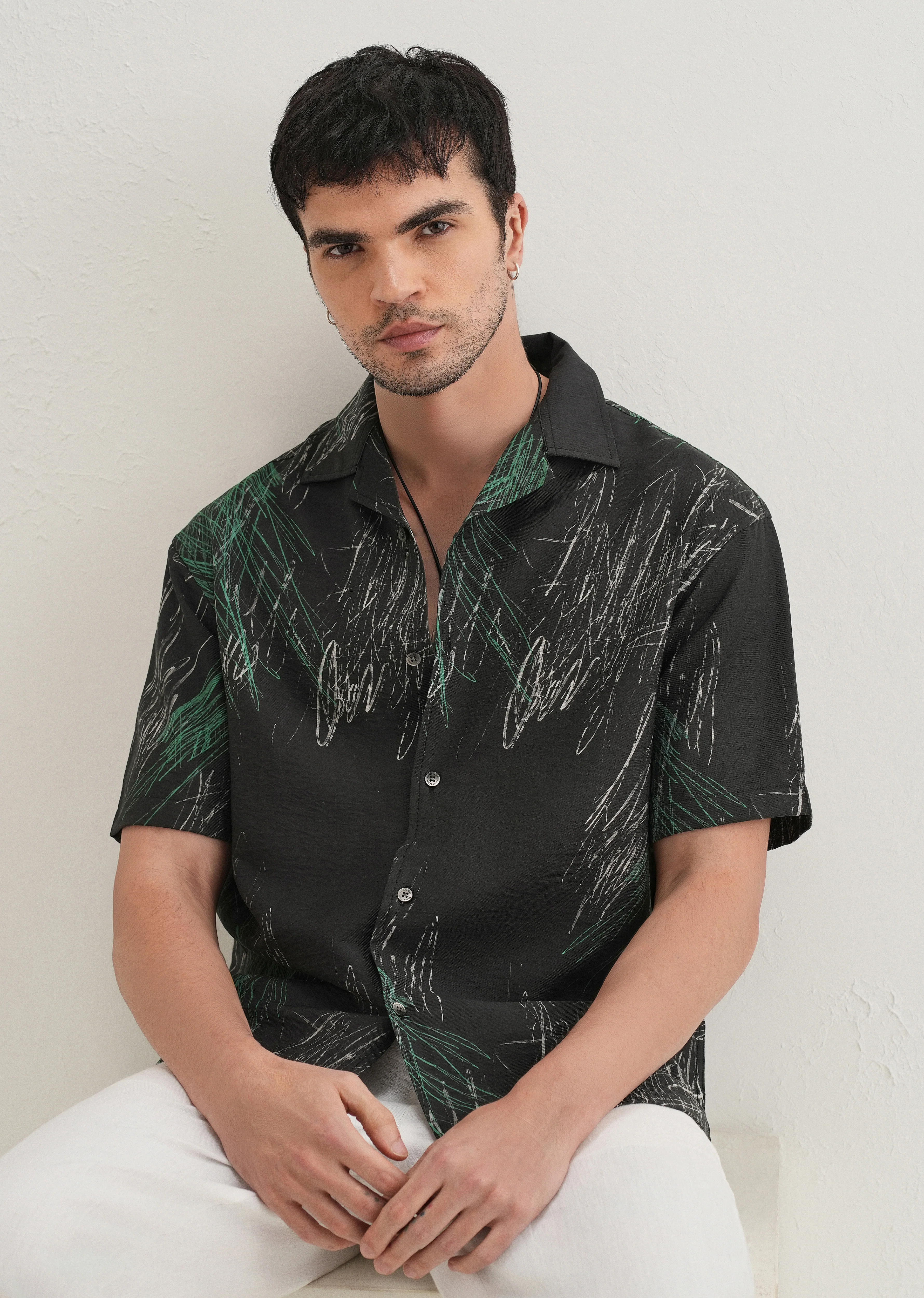 Black Scribble Printed Shirt - Image 7