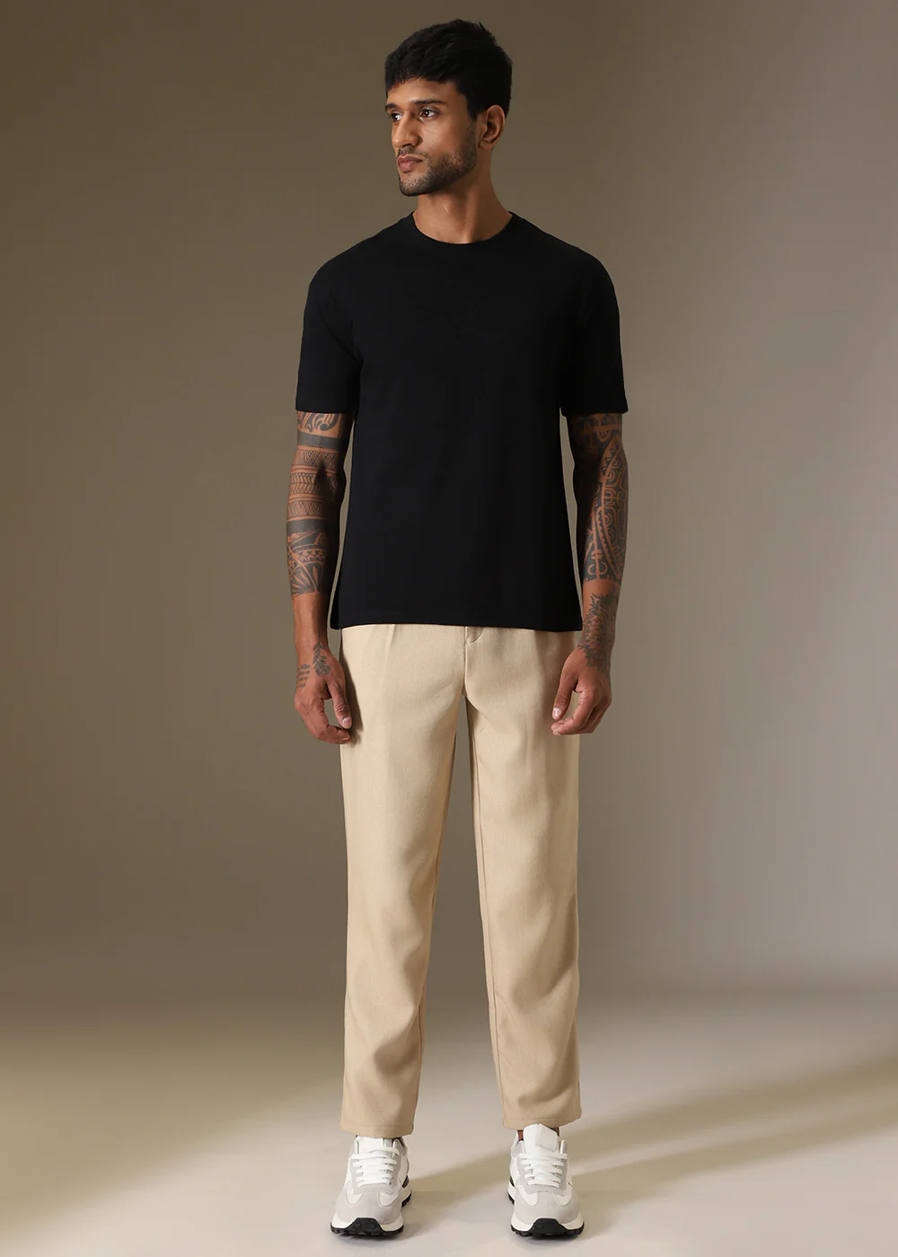 Black Self Pattern Regular T-Shirt - Image 6