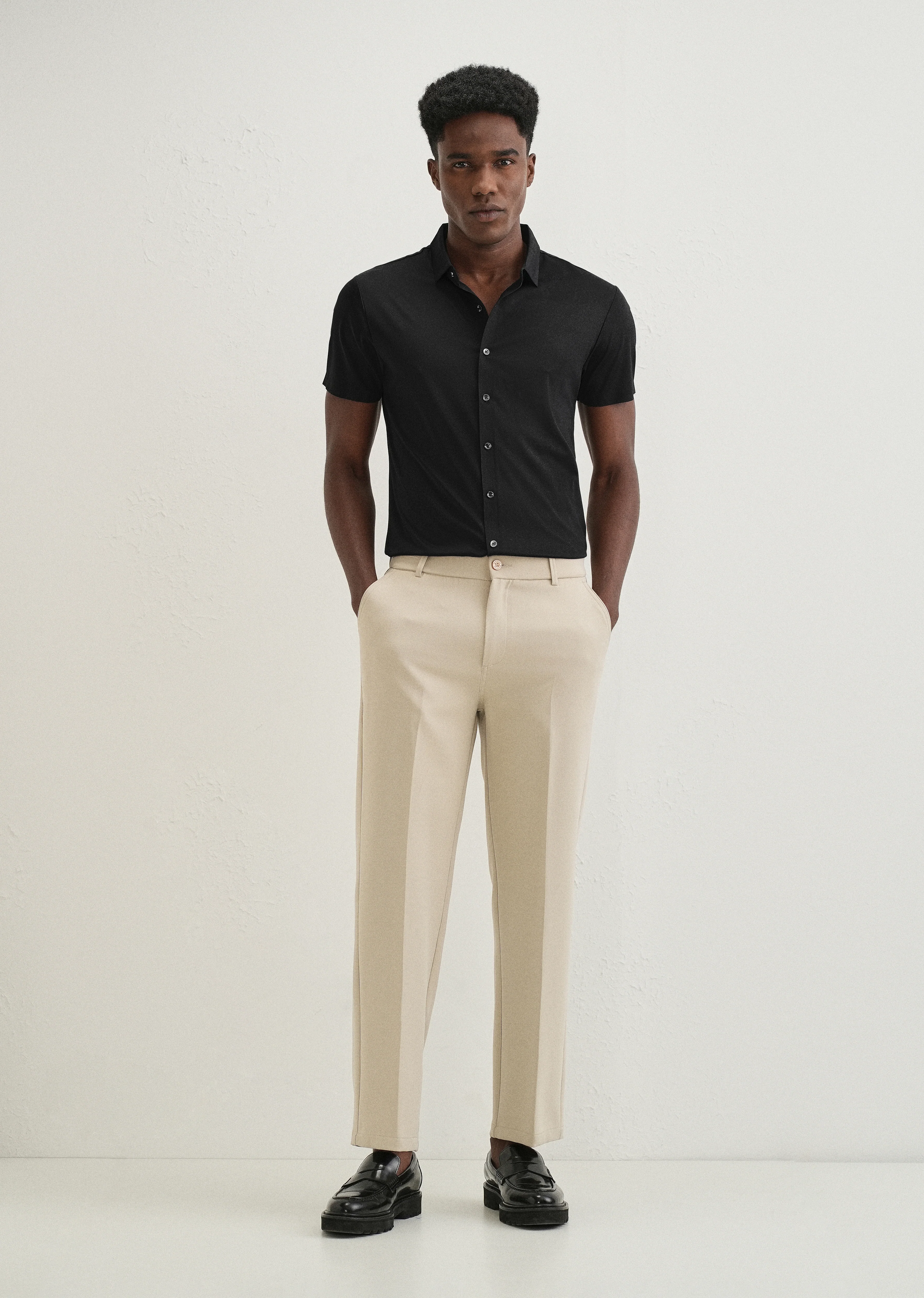 Black Self Patterned Stitchless Shirt - Image 6