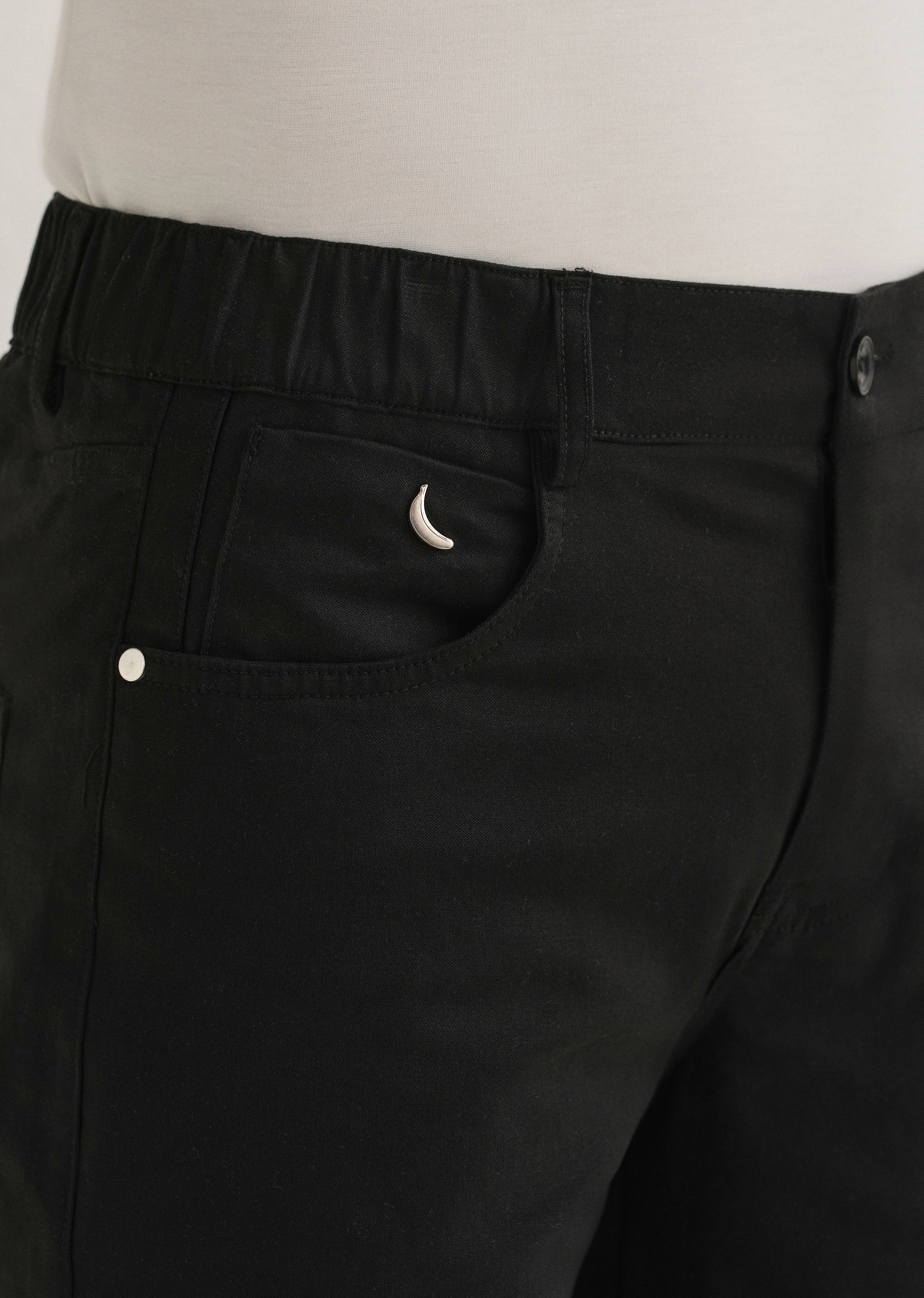 Black Semi-Elasticated Cotton Trouser - Image 5