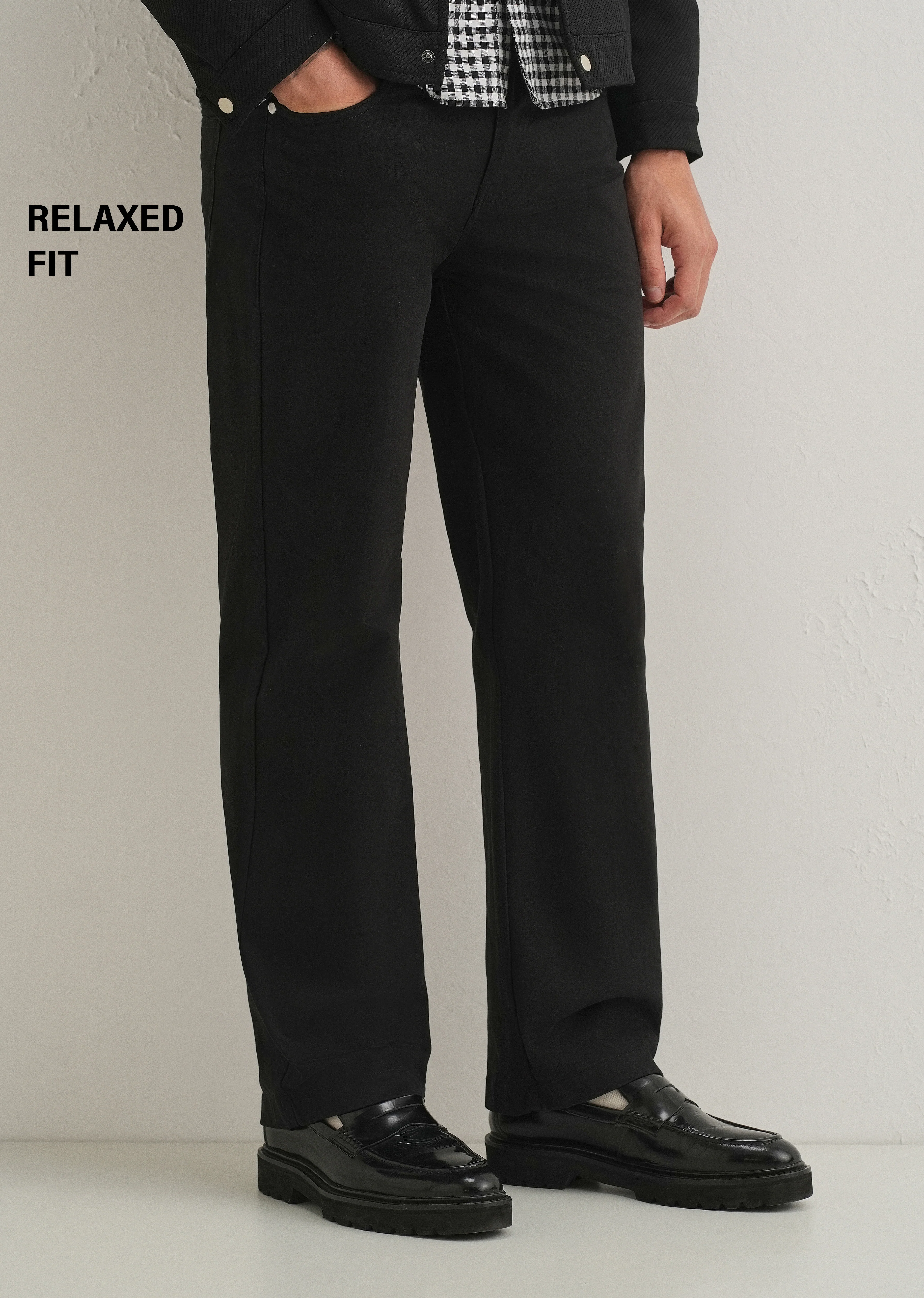 Black Semi-Elasticated Cotton Trouser - Image 7