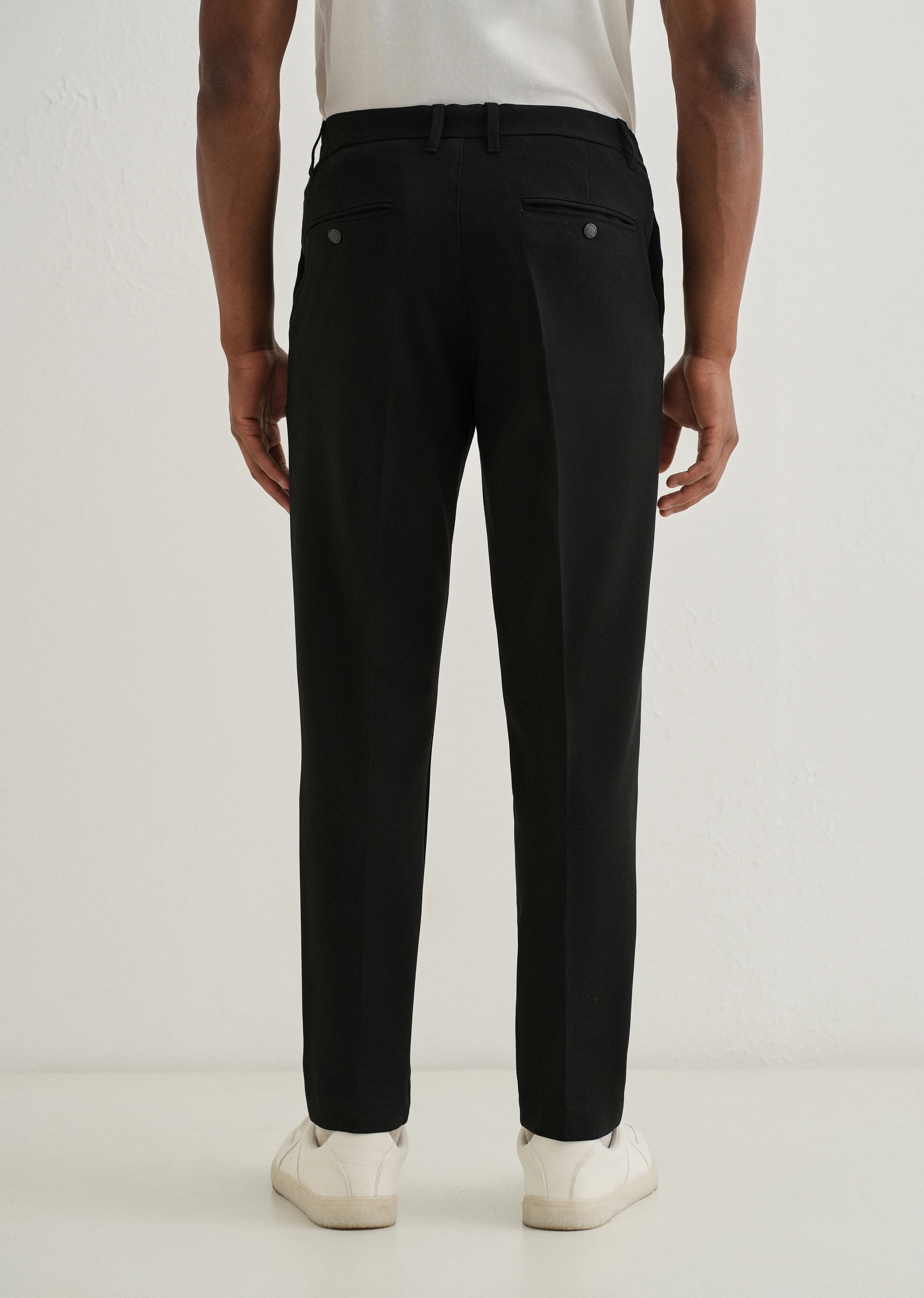 Black Semi Elasticated Slim Fit Trouser - Image 2