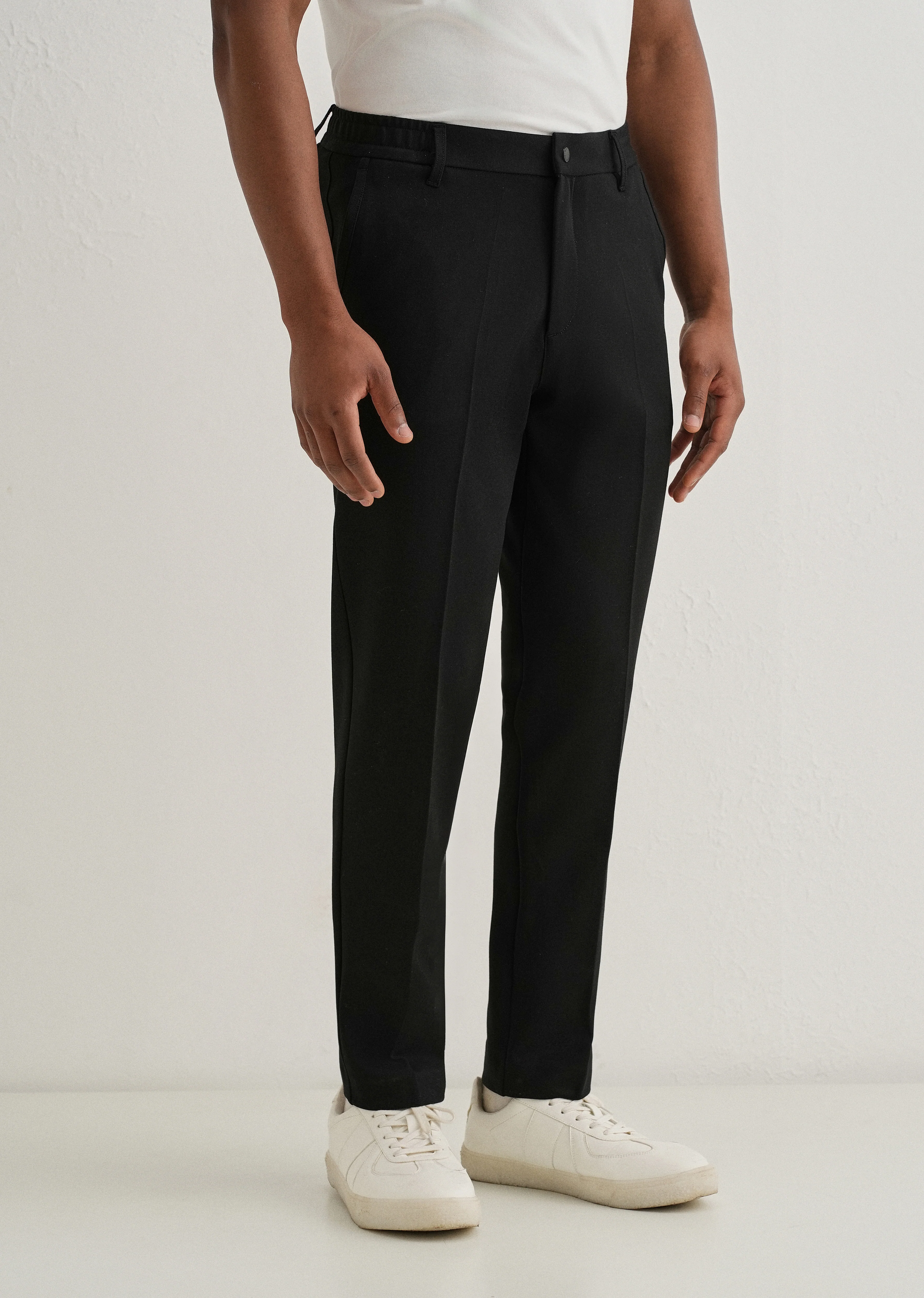 Black Semi Elasticated Slim Fit Trouser - Image 4