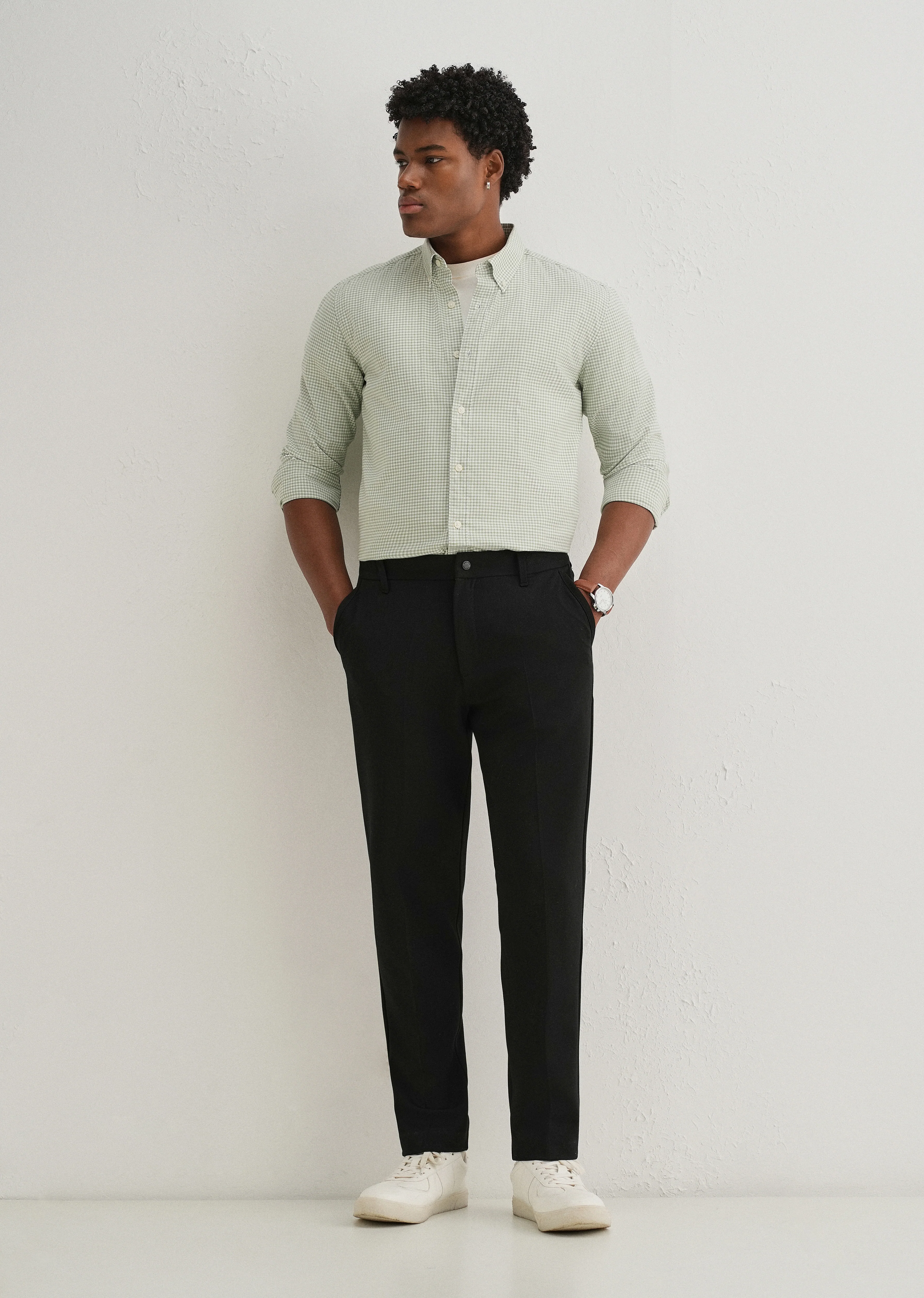 Black Semi Elasticated Slim Fit Trouser - Image 6