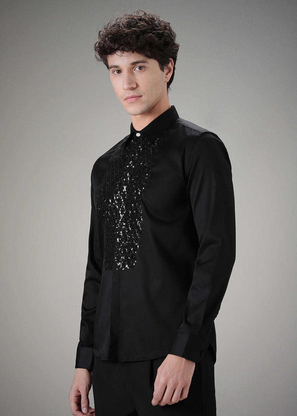 Black Sequence Designer Shirt - Image 3