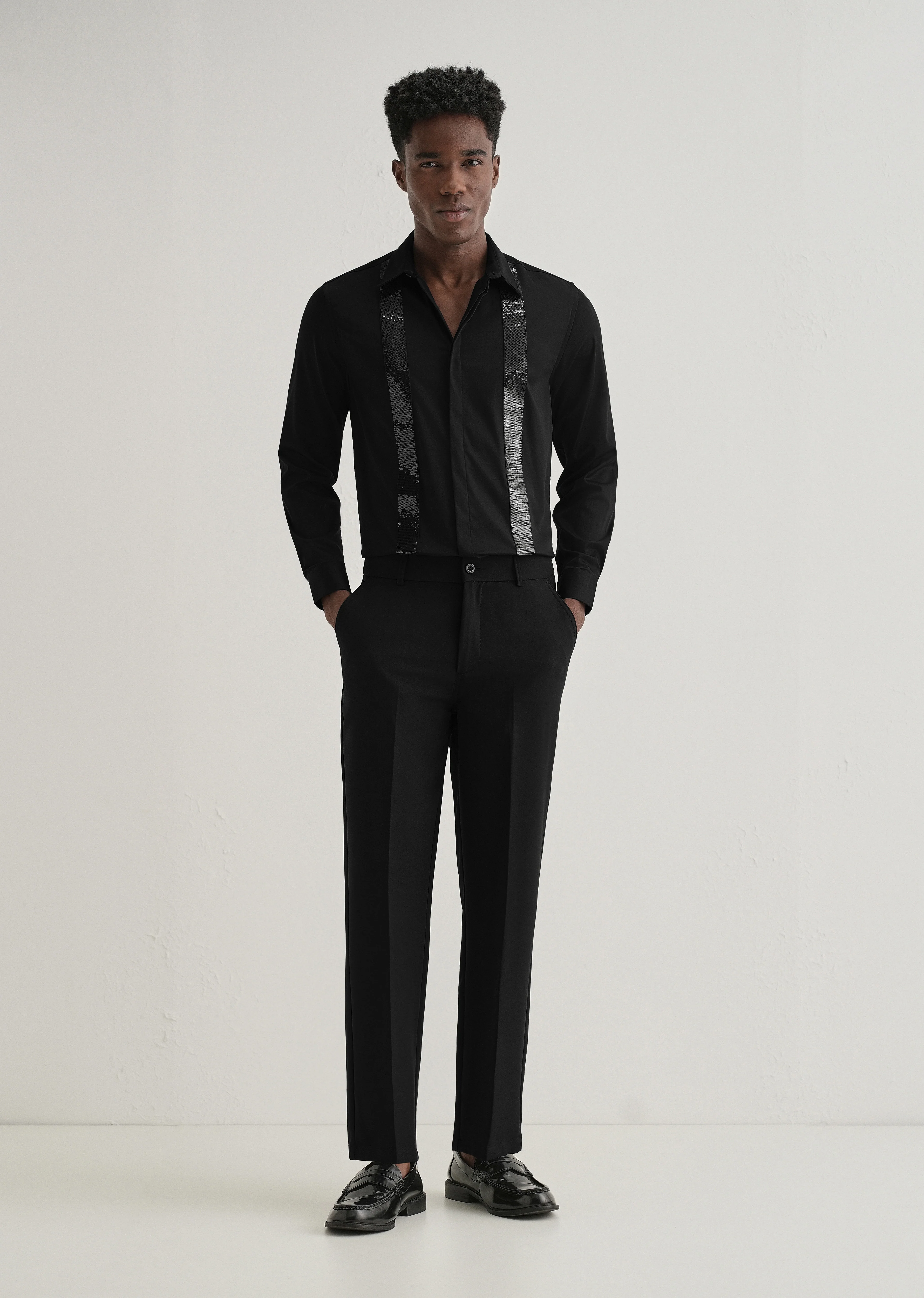 Black Sequence Panel Designer Shirt - Image 6