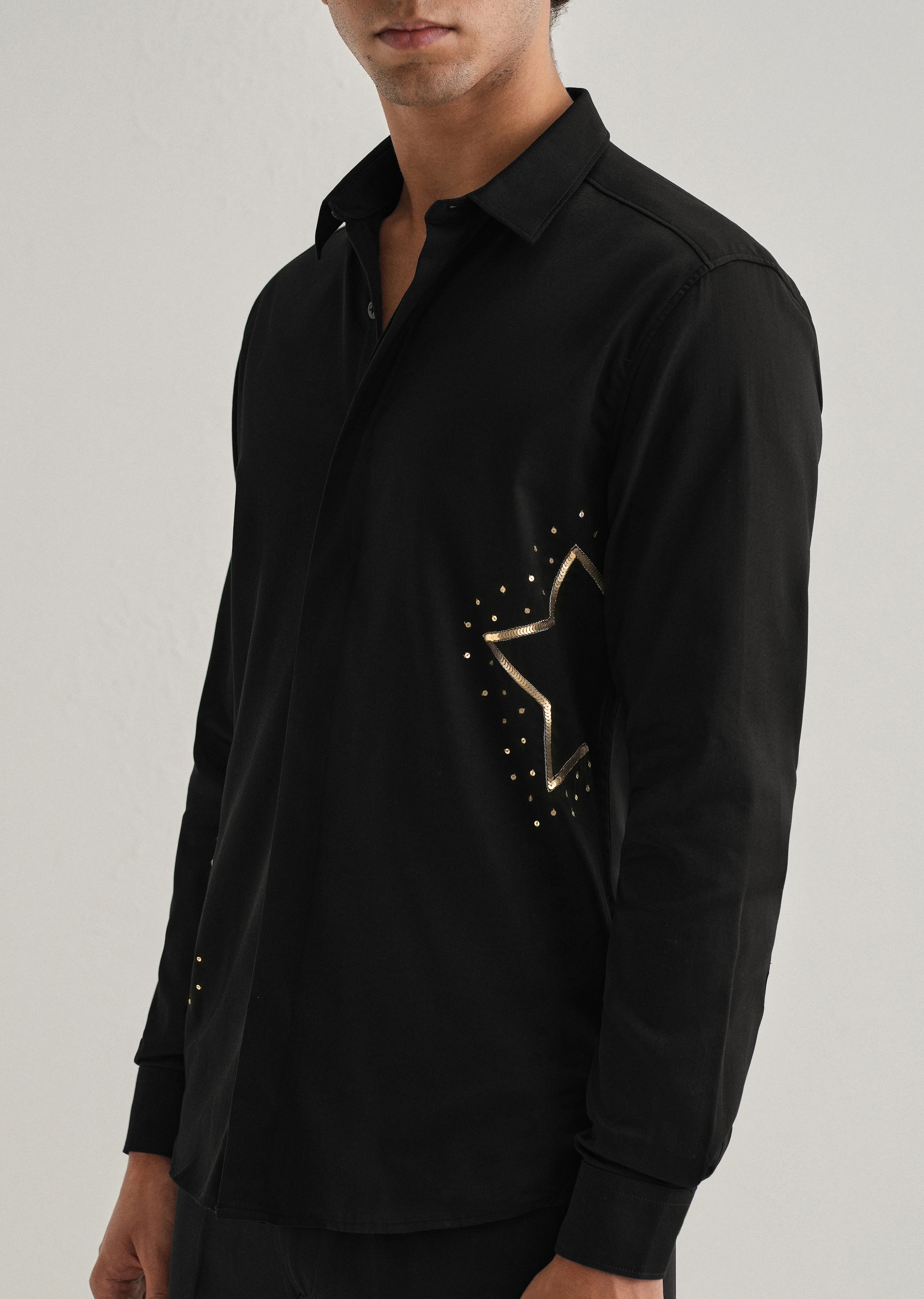 Black Sequence Star Designer Shirt - Image 5
