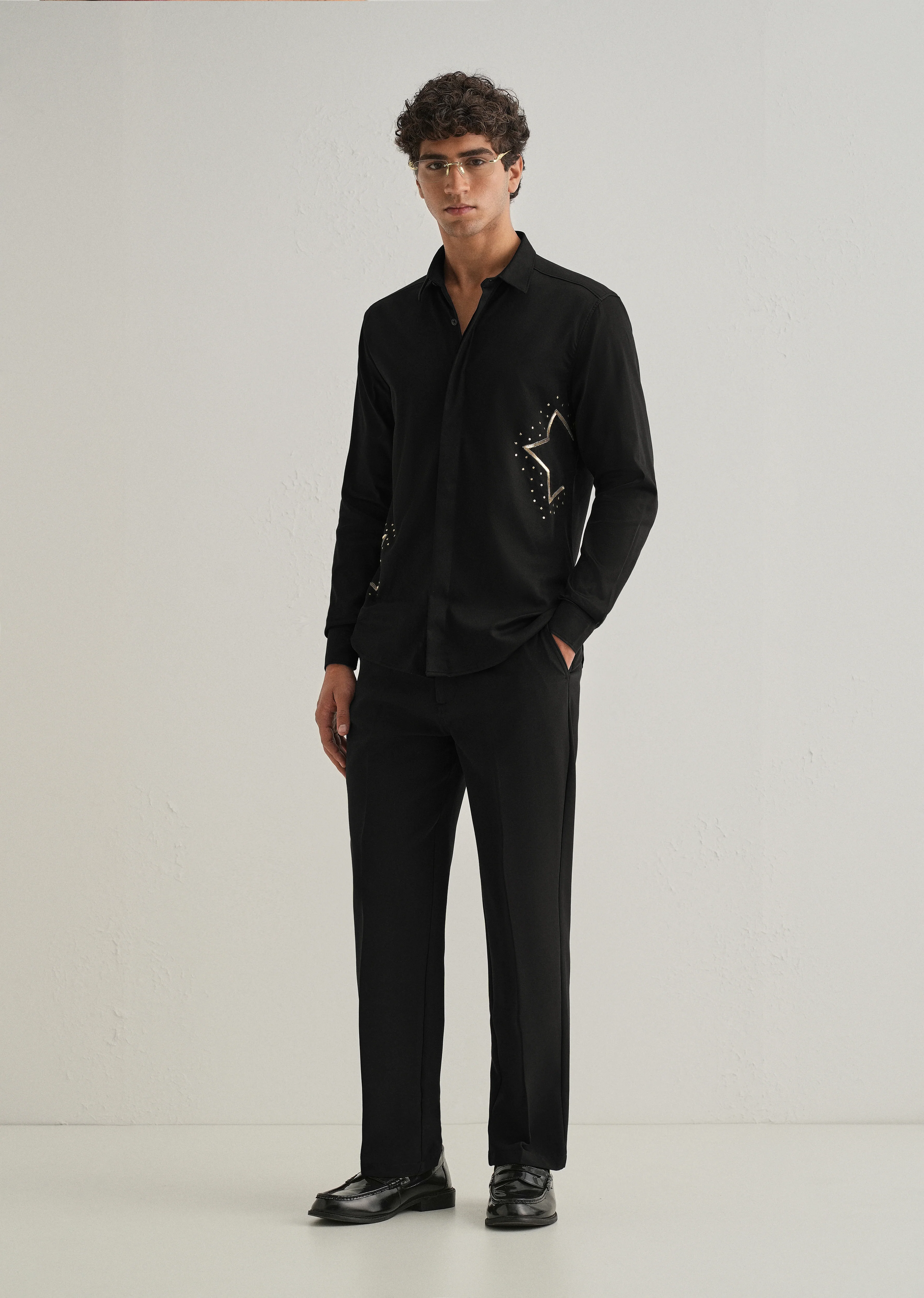 Black Sequence Star Designer Shirt - Image 6