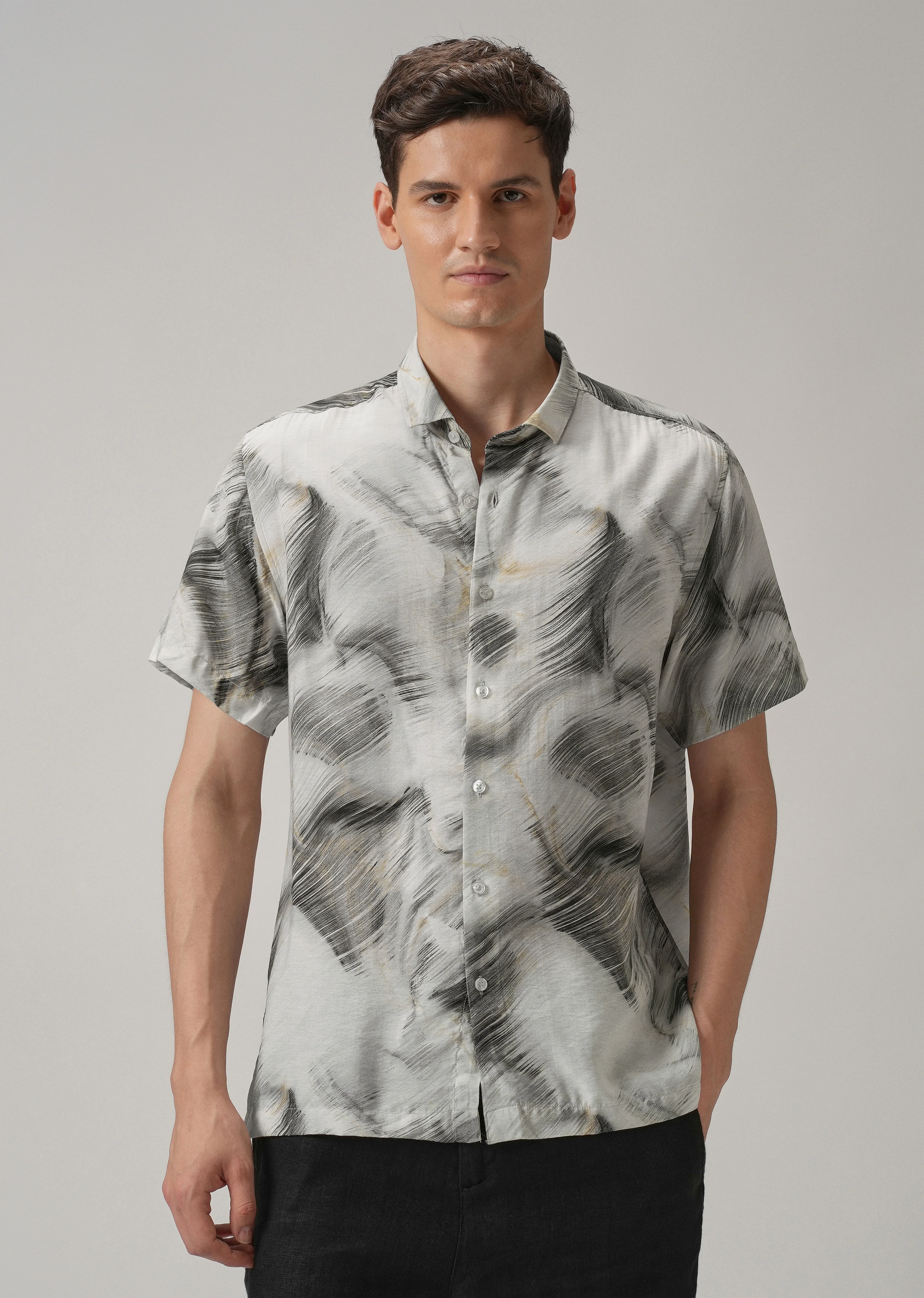 Black Silver Streak Printed Shirt - Image 3
