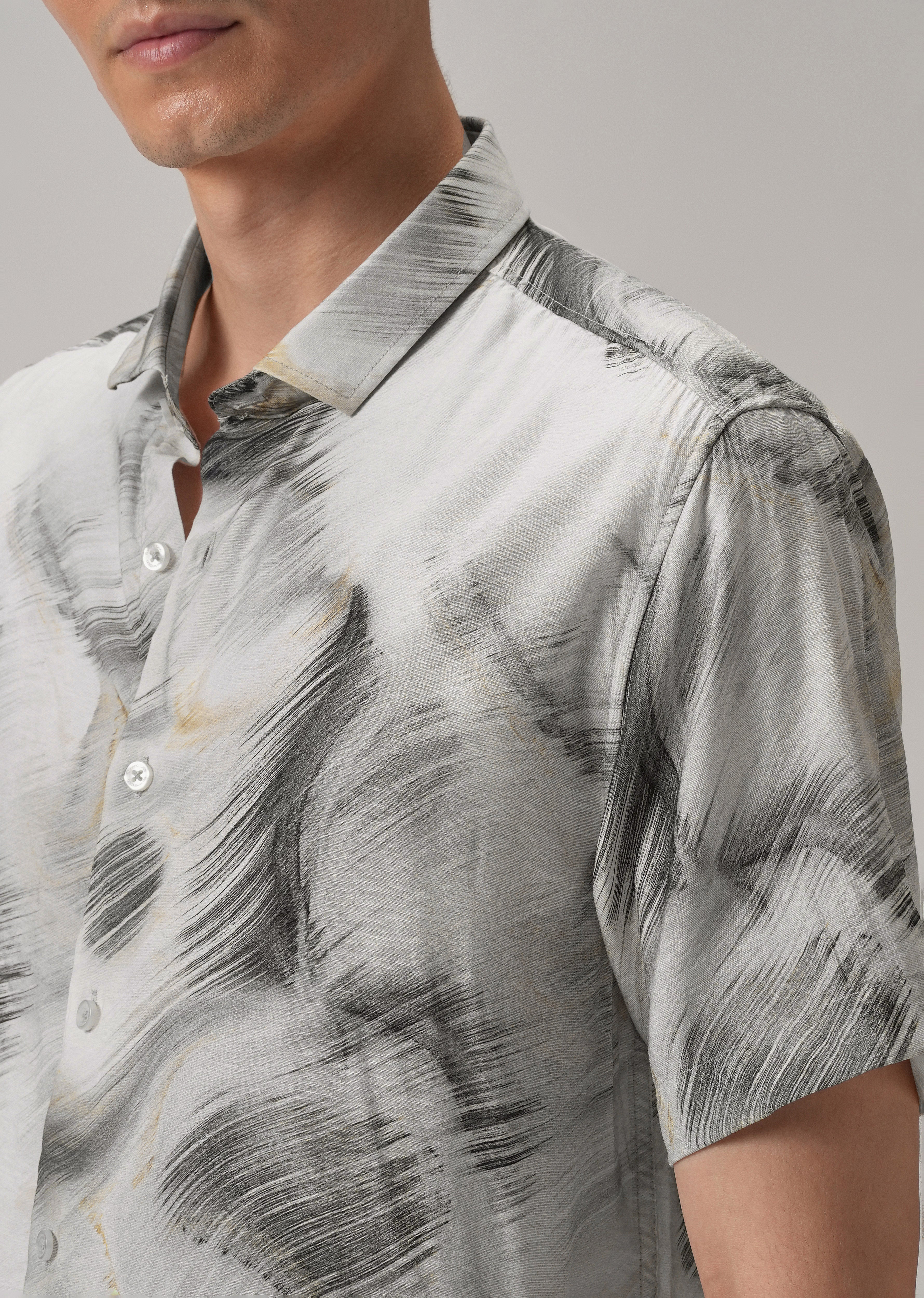 Black Silver Streak Printed Shirt - Image 5