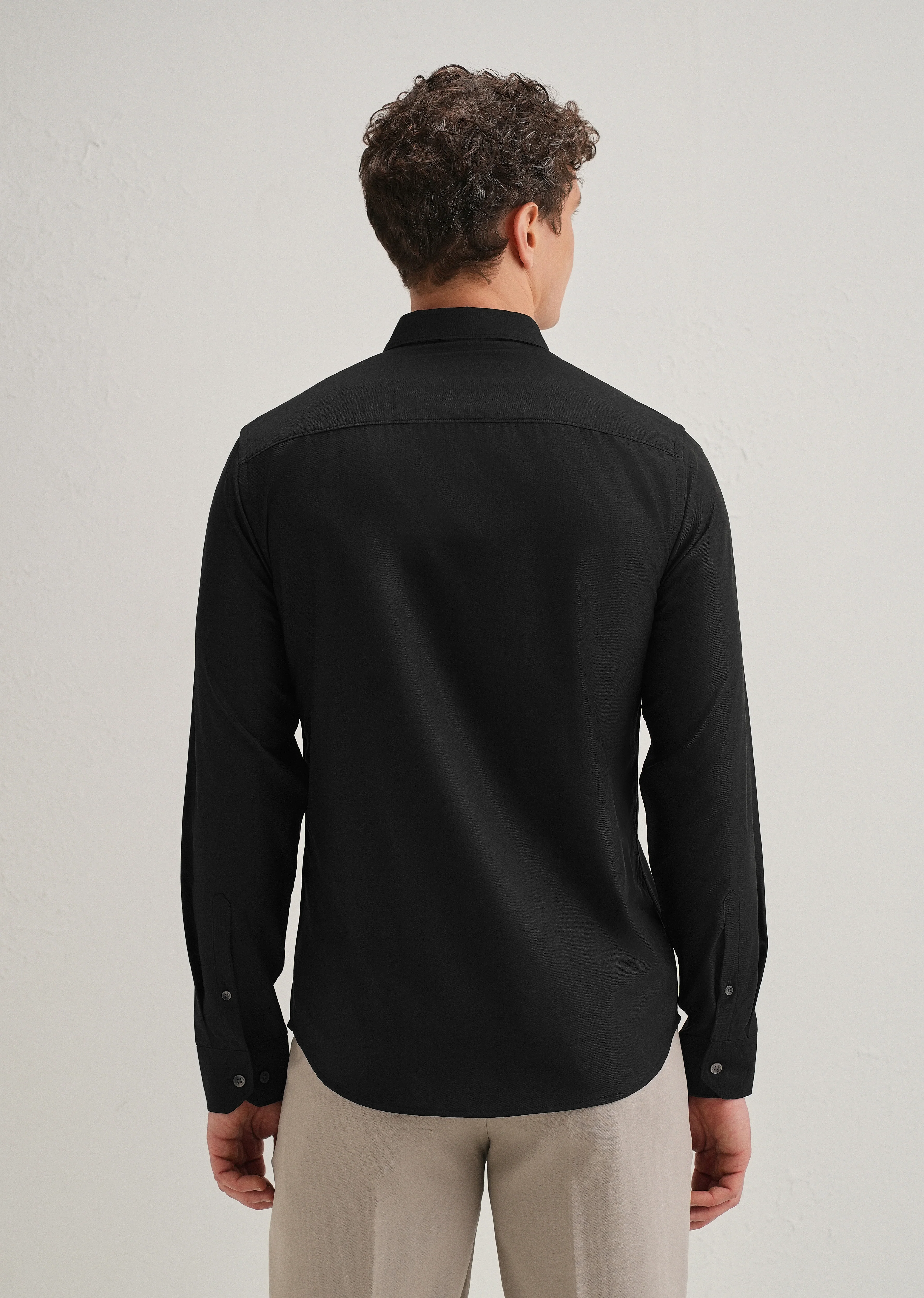 Black Stitchless Placket Premium Wrinkle-Free Shirt - Image 3
