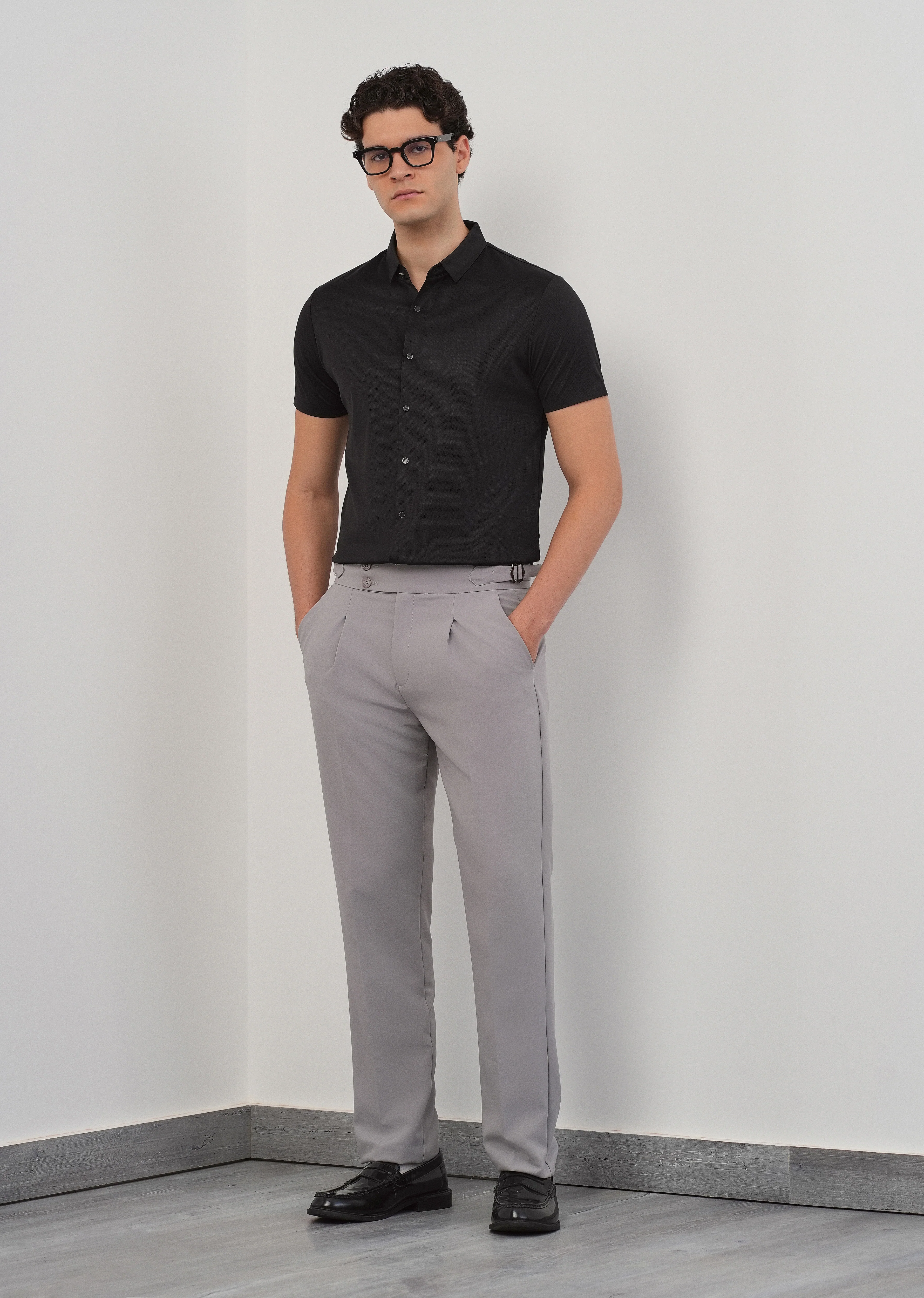 Black Stitchless Plain Half Sleeve Shirt - Image 6