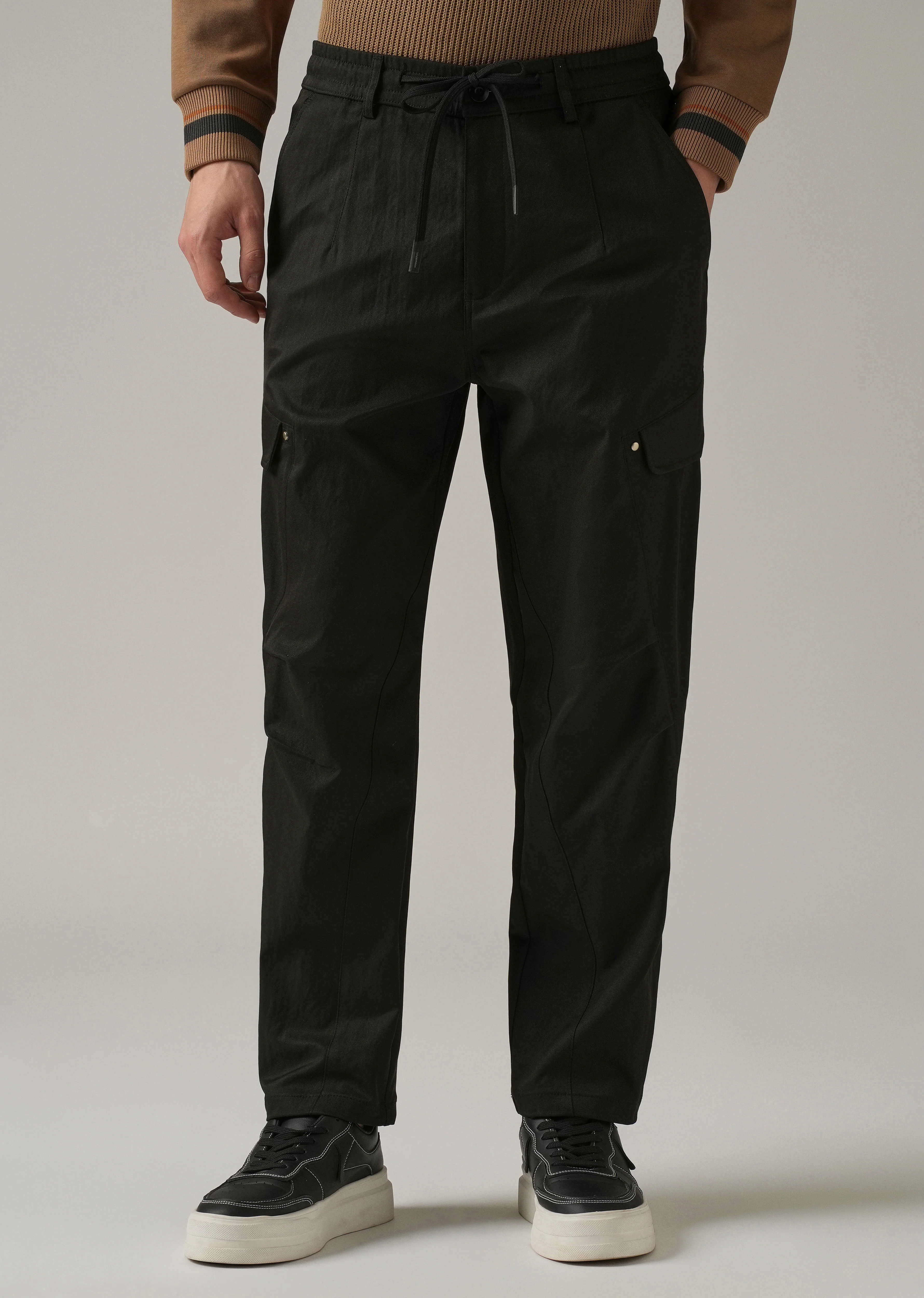 Black Stone Wash Cargo Pants - Image 7