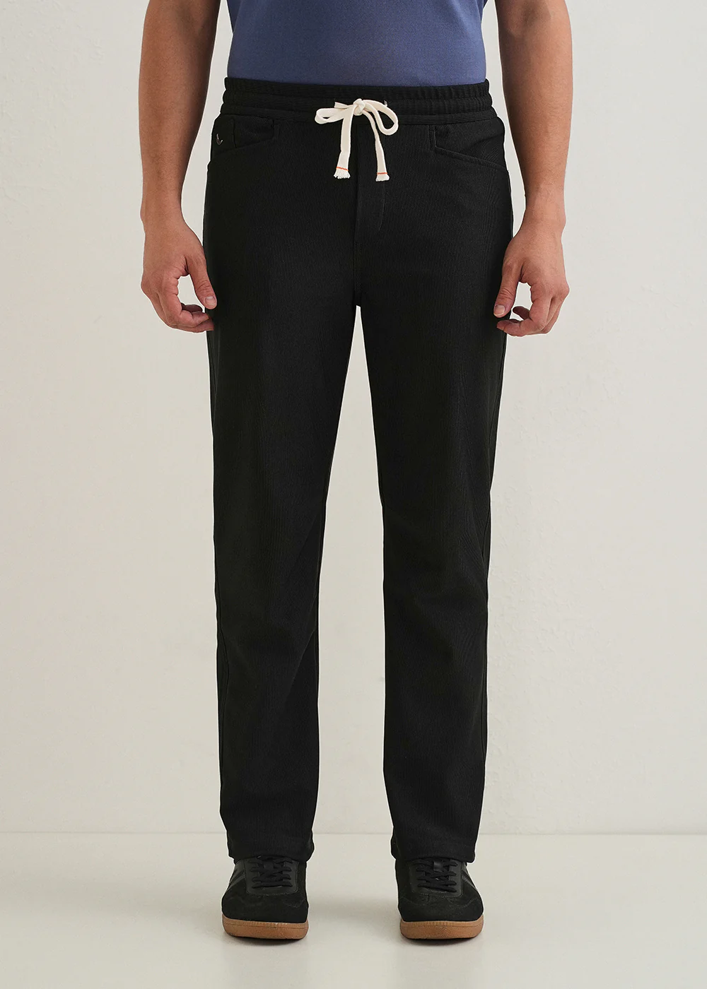 Black Straight Fit Corduroy Pants - Image 3