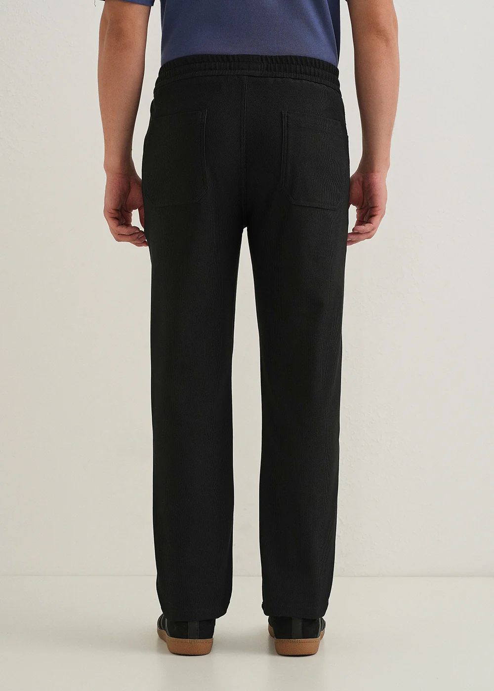 Black Straight Fit Corduroy Pants - Image 4