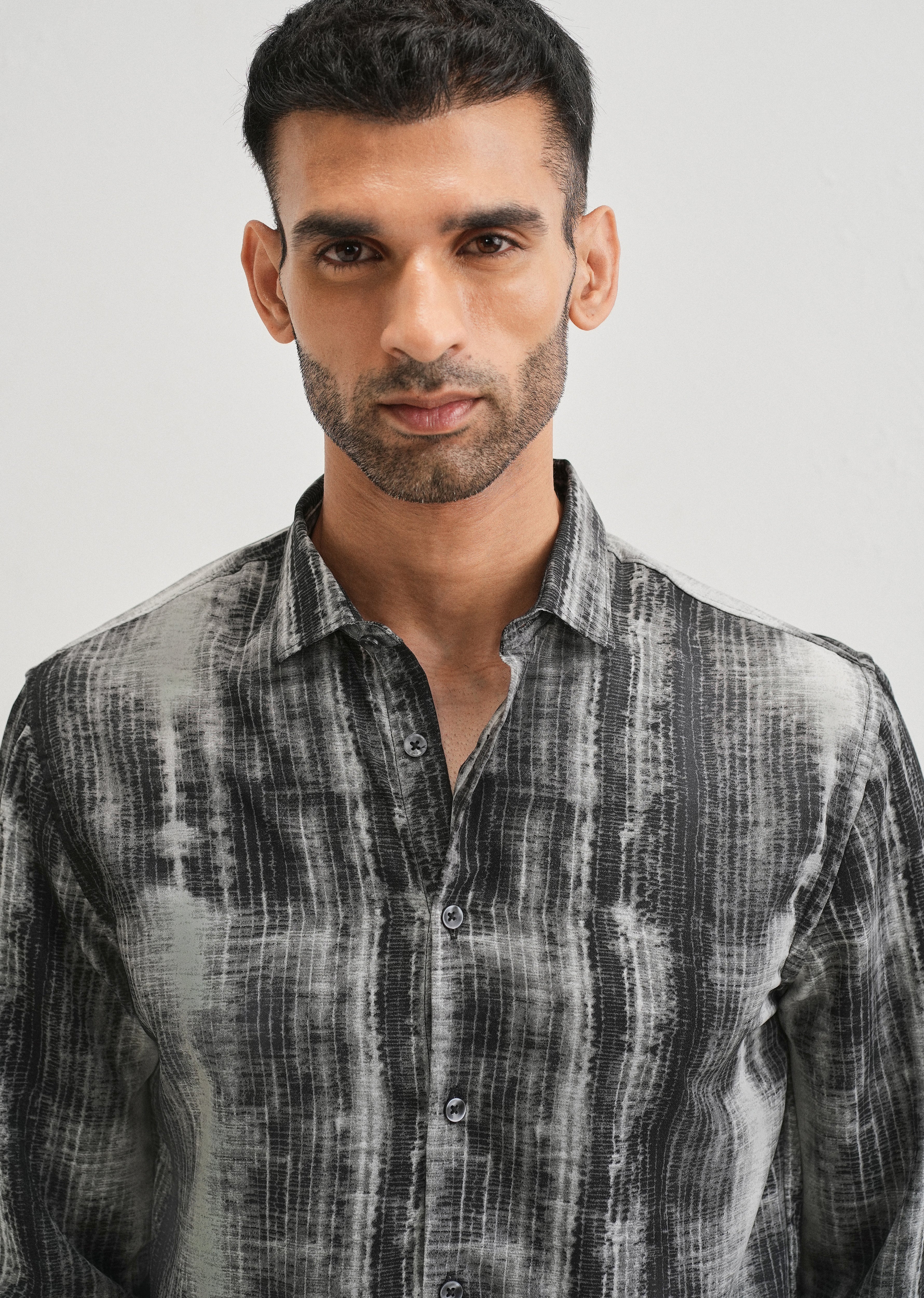 Black Stripe Abstract Printed Shirt - Image 5