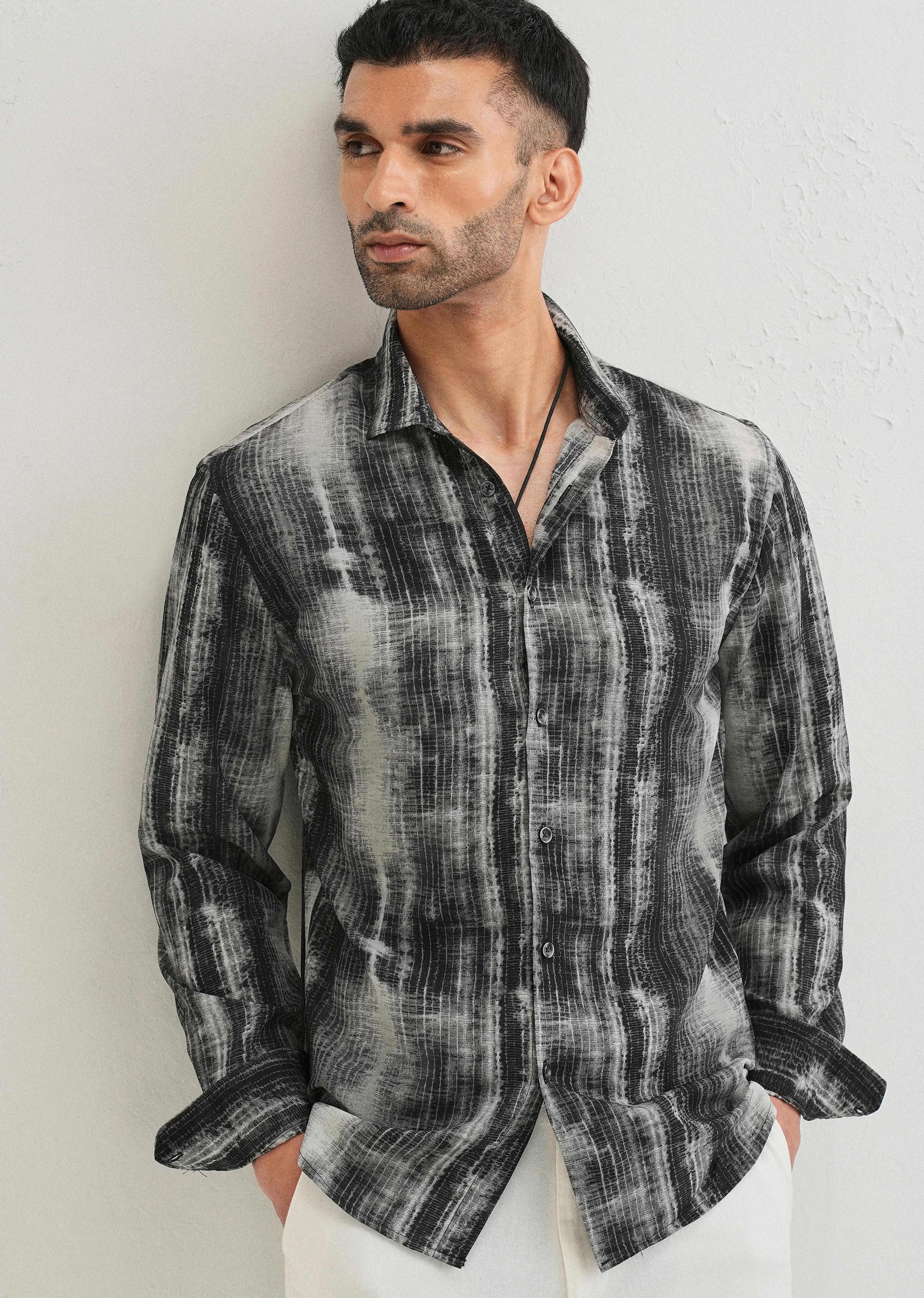 Black Stripe Abstract Printed Shirt - Image 7
