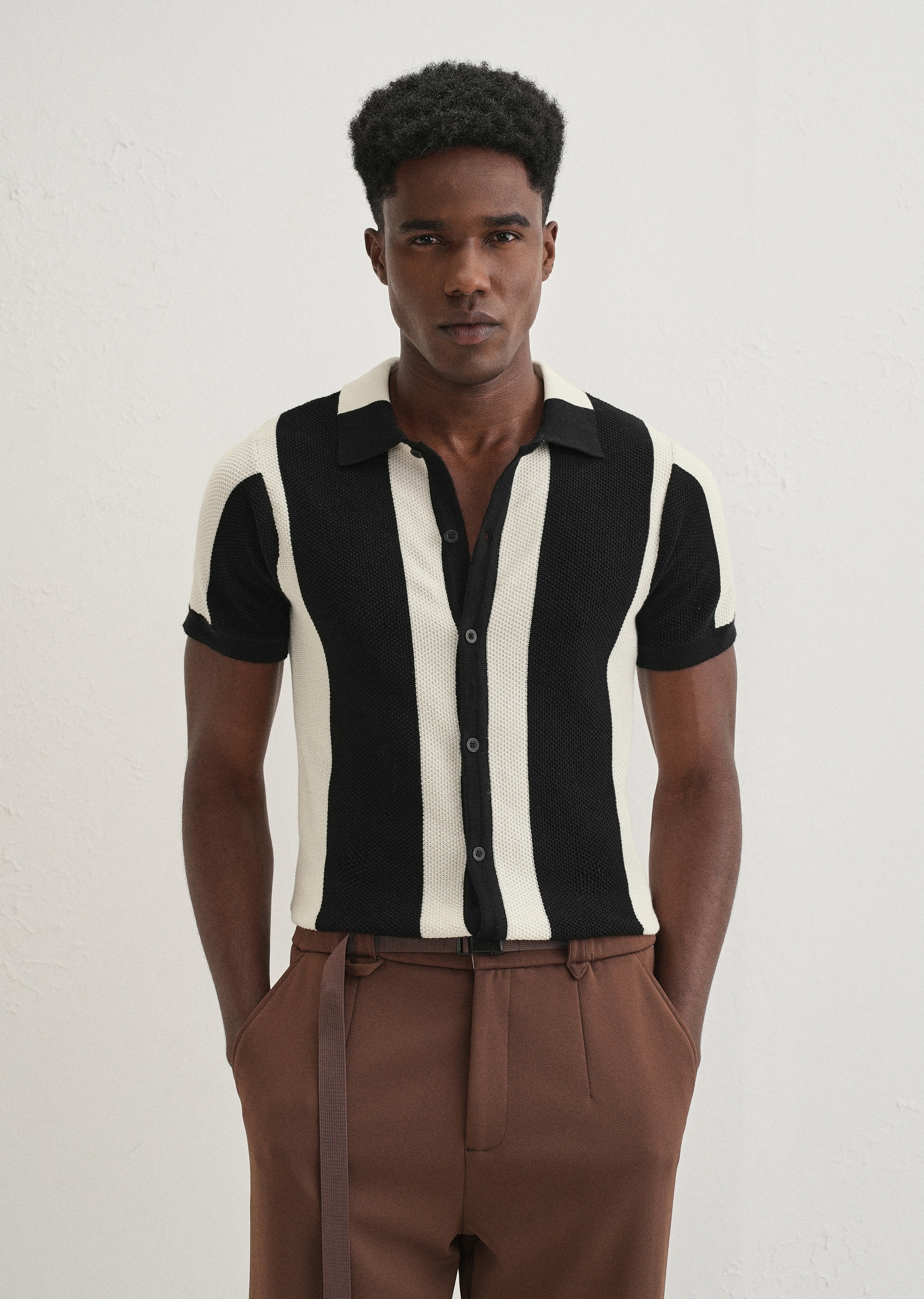 Black Stripe Knitted Shirt - Image 7