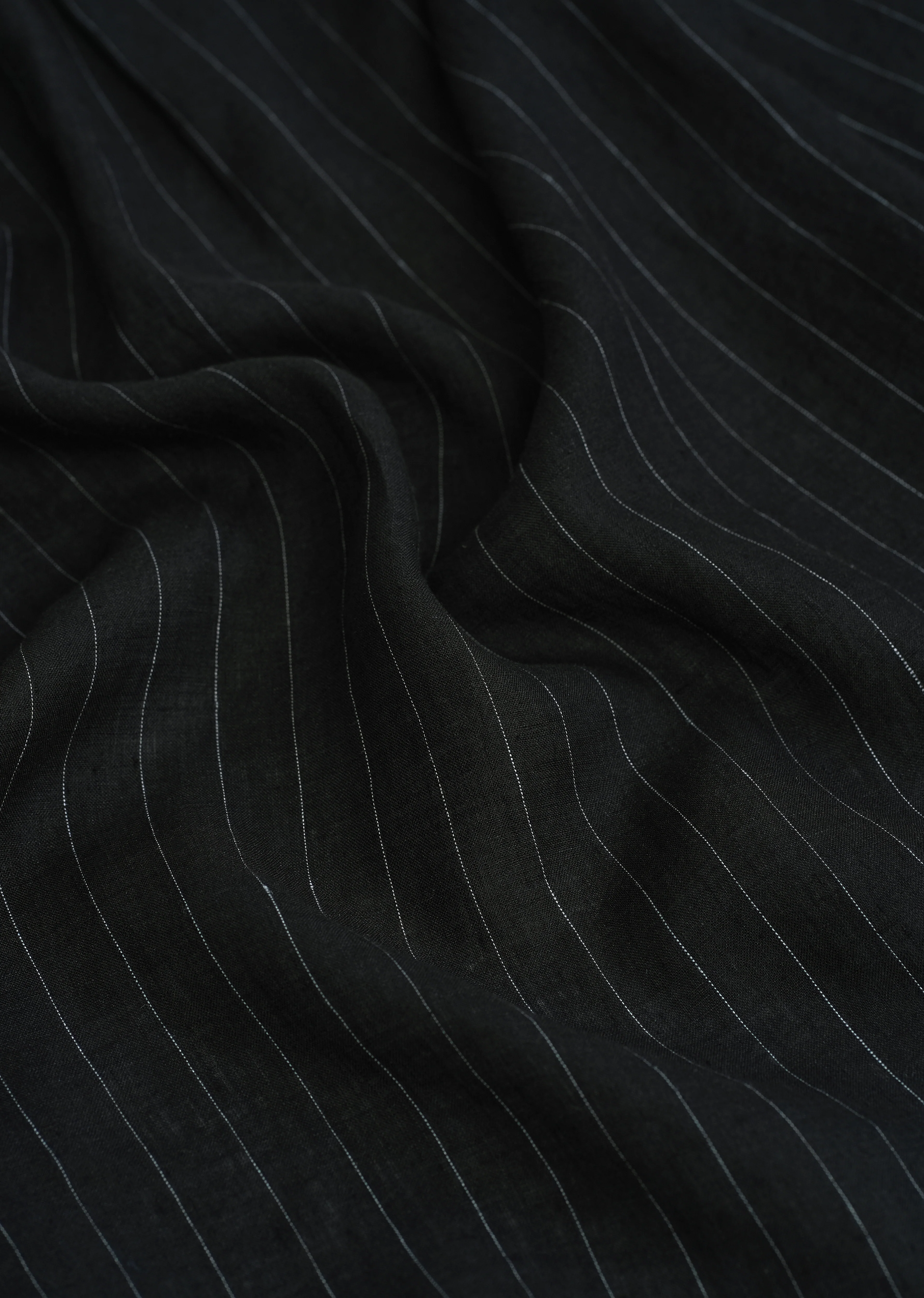 Black Striped Pure Linen Shirt - Image 2